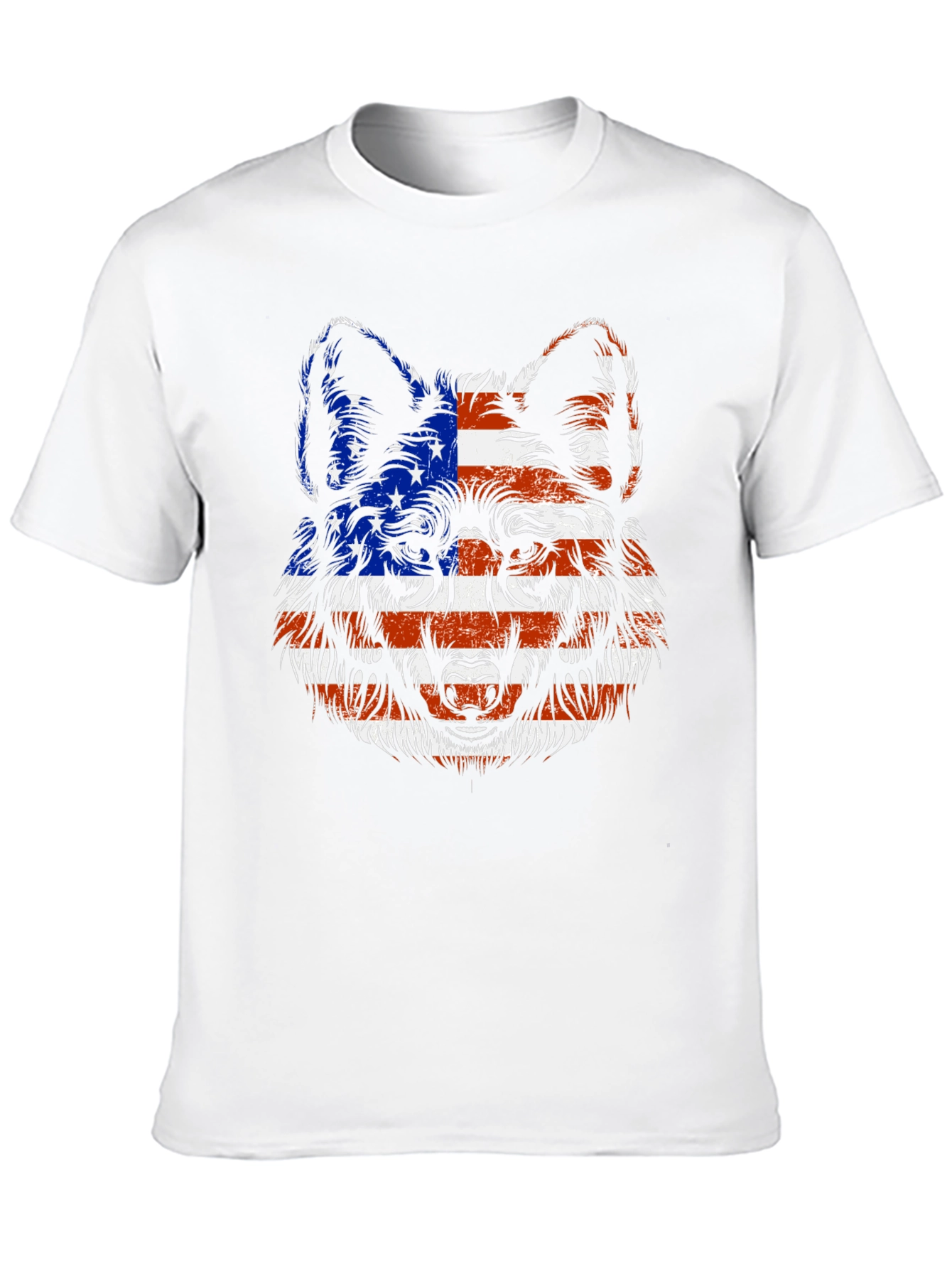 American Flag Wolf Graphic T-Shirt