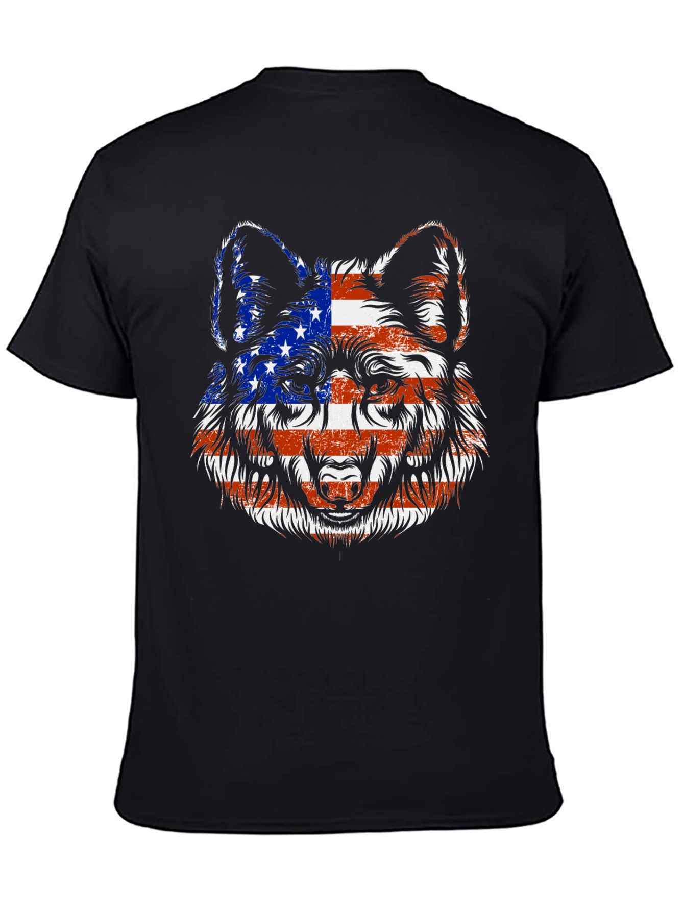 American Flag Wolf Graphic T-Shirt