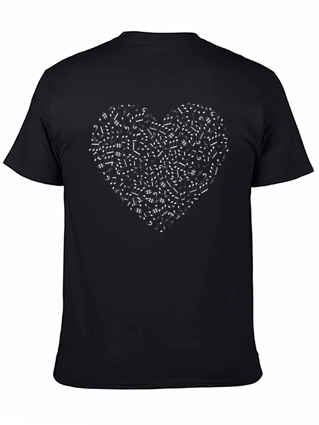 Music Heart Graphic T-Shirt - Black Cotton Tee