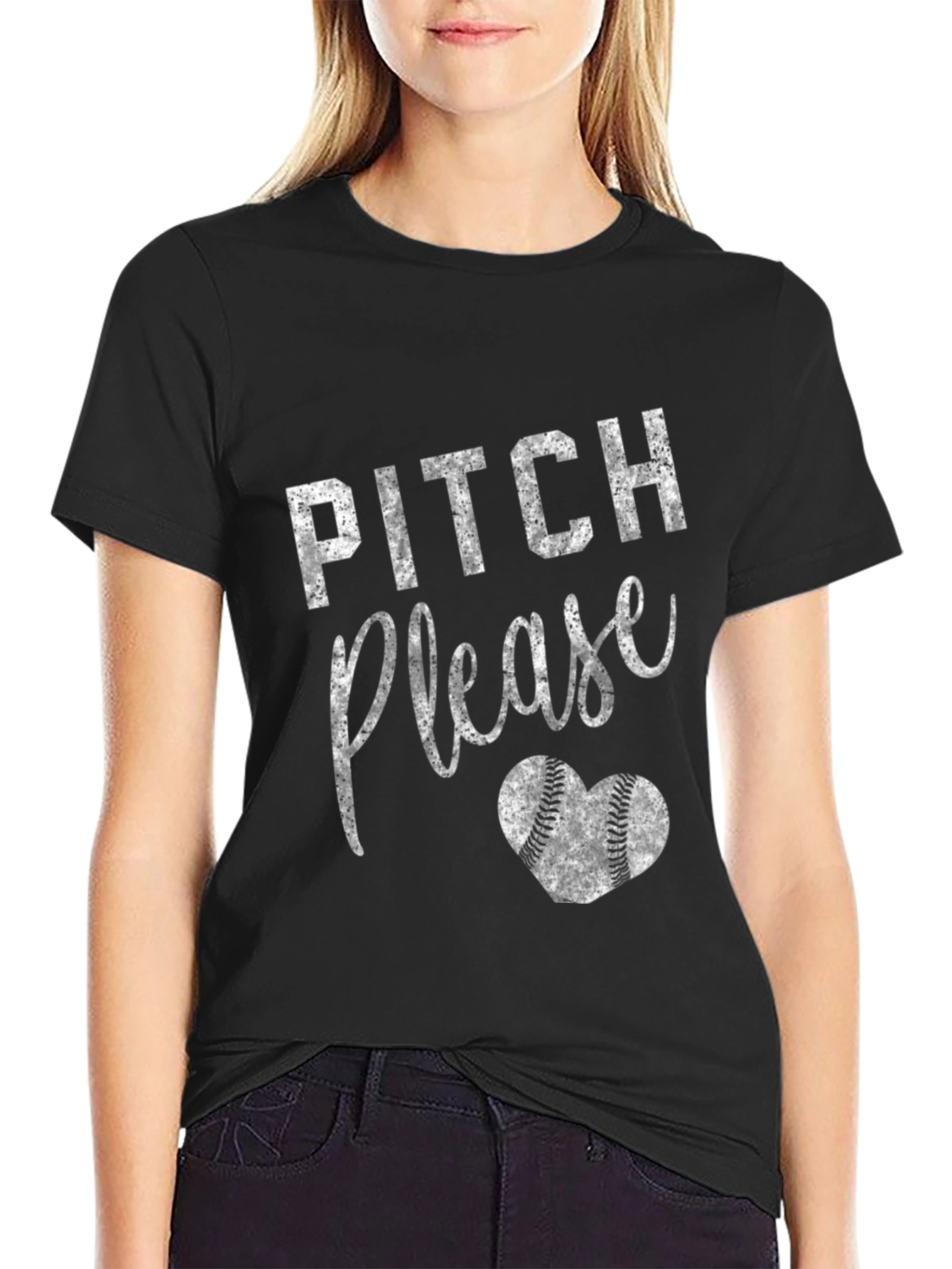 Pitch Please Baseball Heart T-Shirt