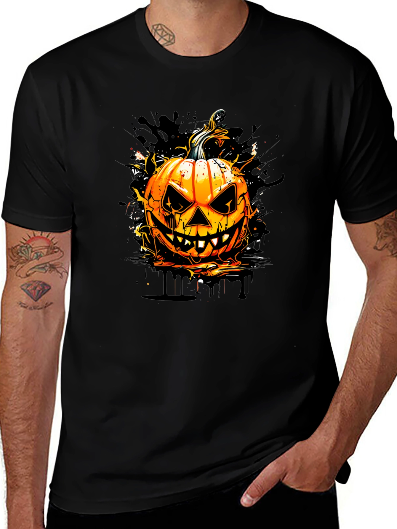 Halloween Pumpkin Graphic Tee - Spooky Season Style