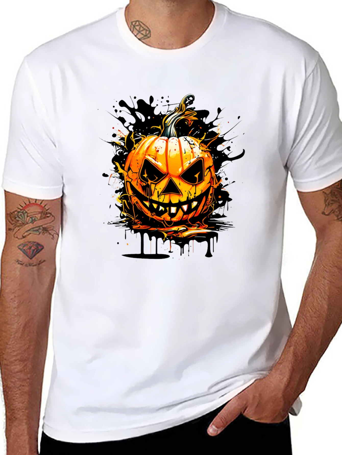 Halloween Pumpkin Graphic Tee - Spooky Season Style