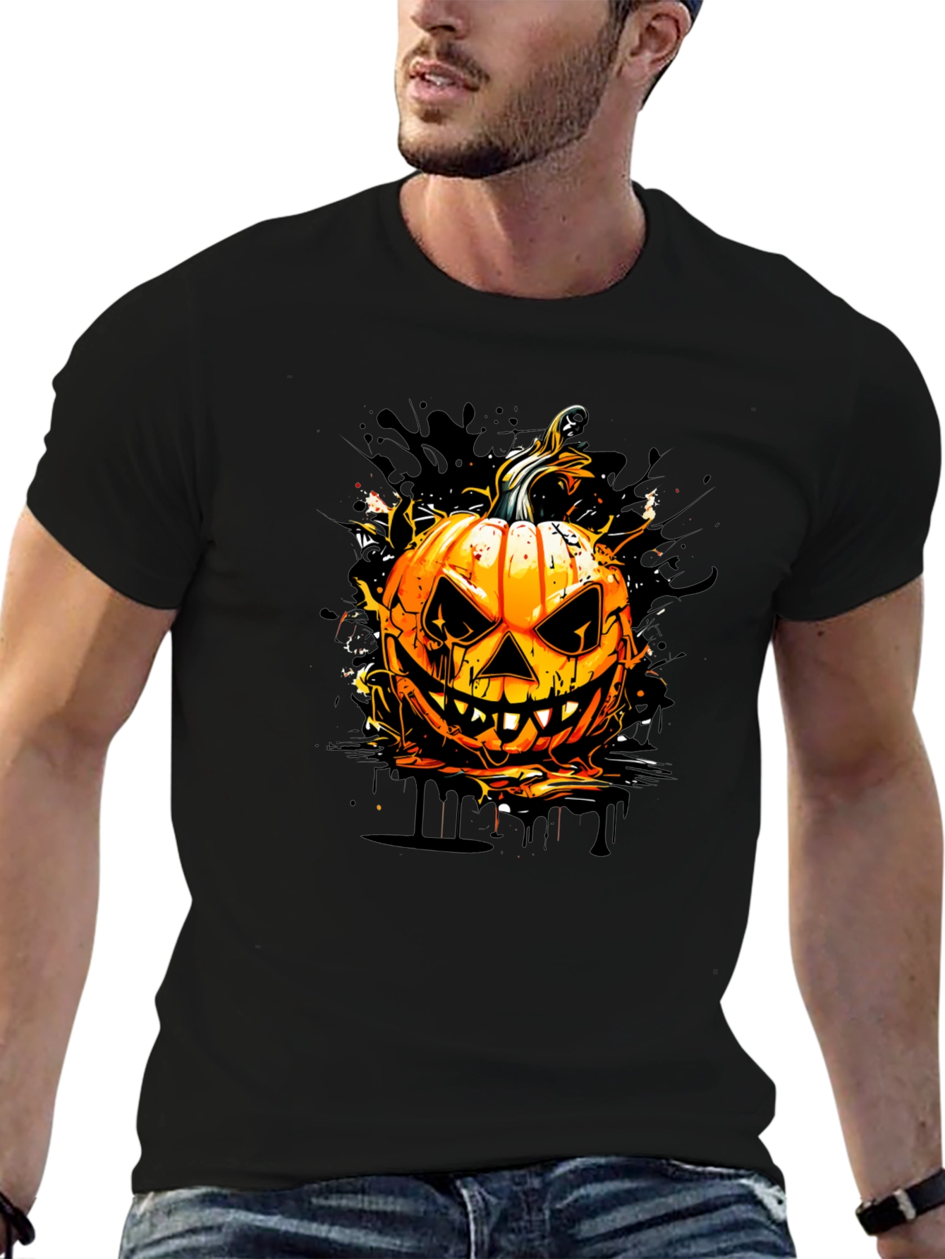 Halloween Pumpkin Graphic Tee - Spooky Season Style