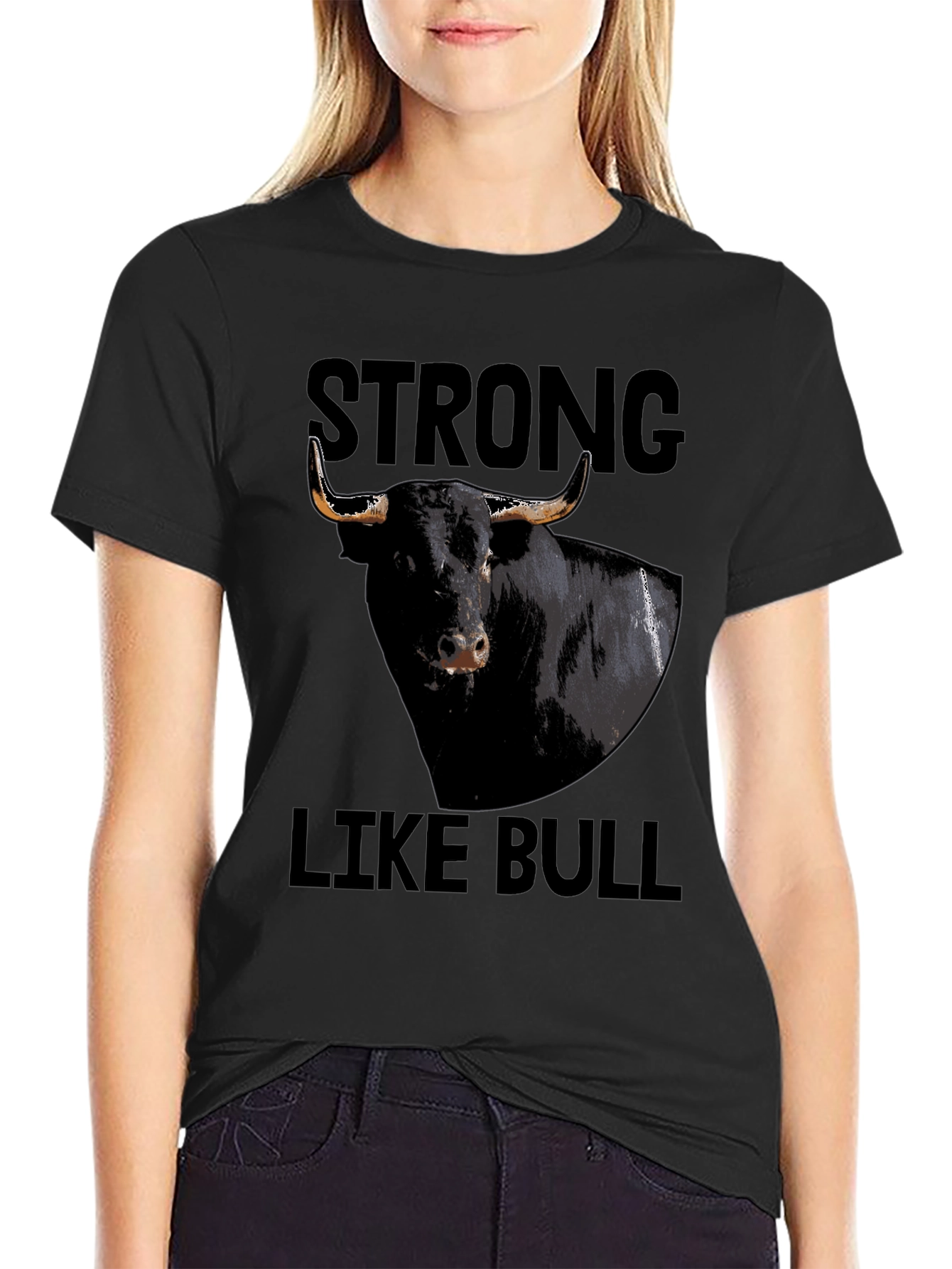Strong Like Bull Graphic Tee - Black