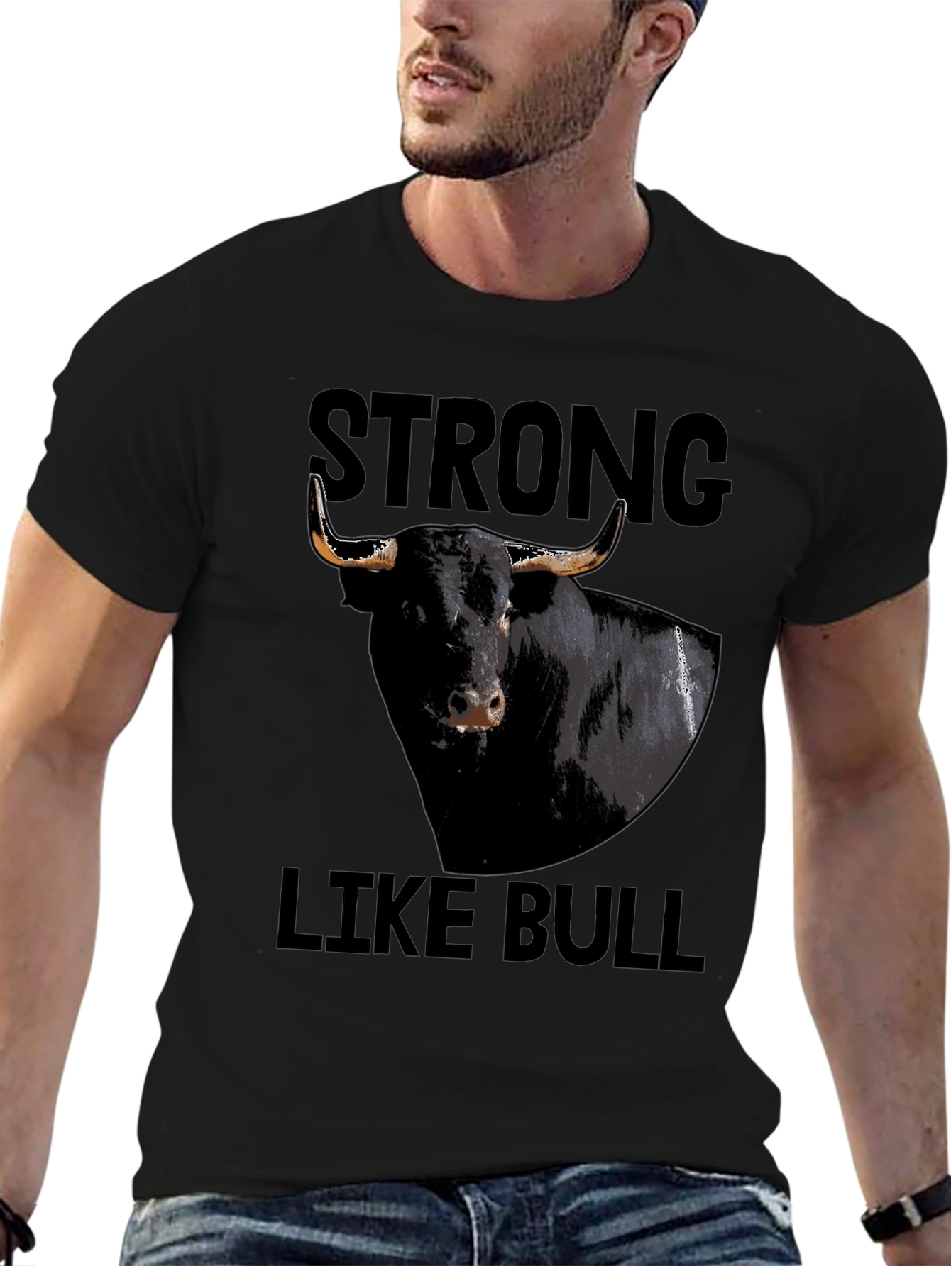 Strong Like Bull Graphic Tee - Black