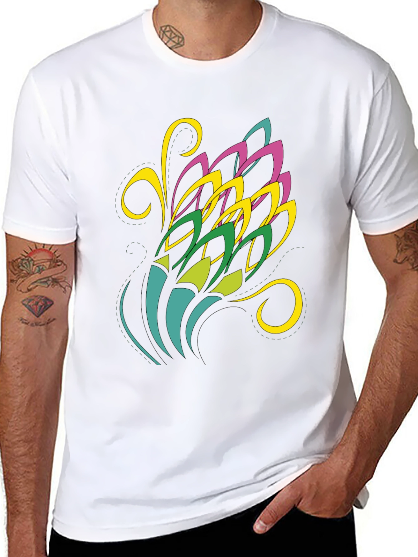 Abstract Floral Graphic Black Tee