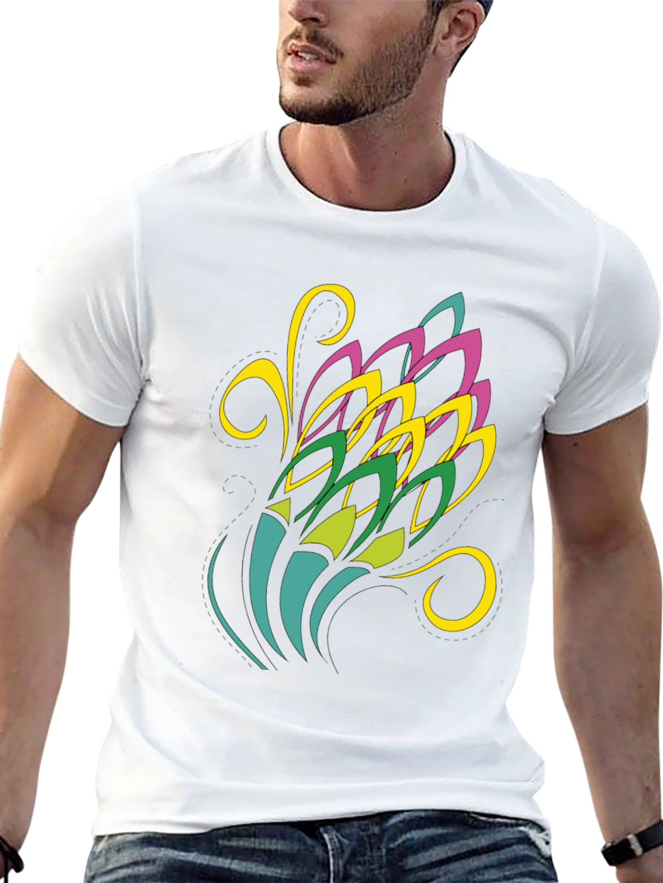 Abstract Floral Graphic Black Tee