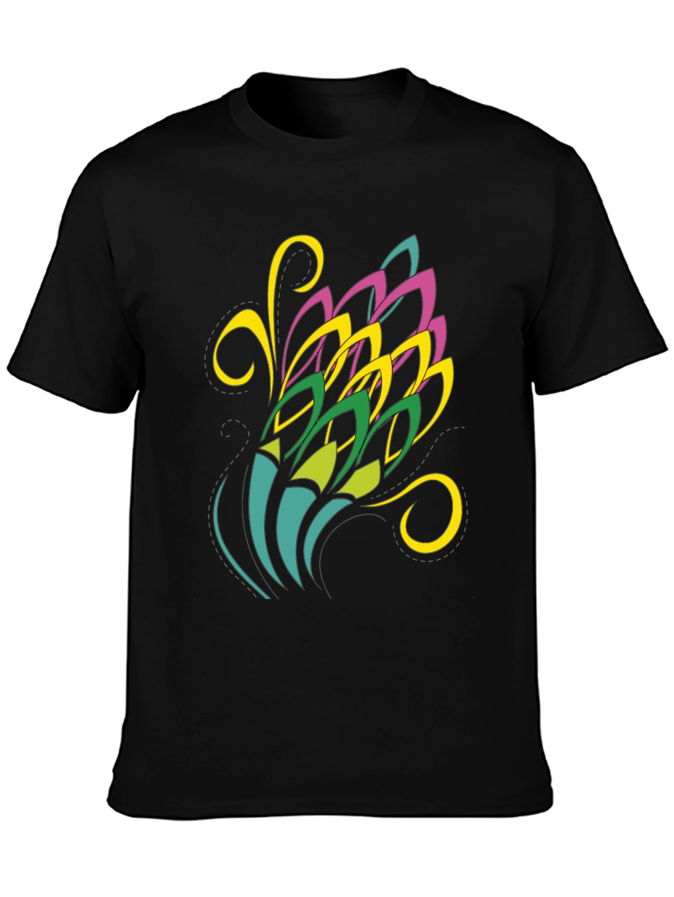 Abstract Floral Graphic Black Tee