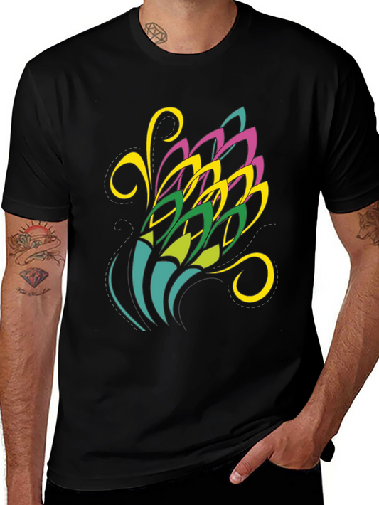 Abstract Floral Graphic Black Tee