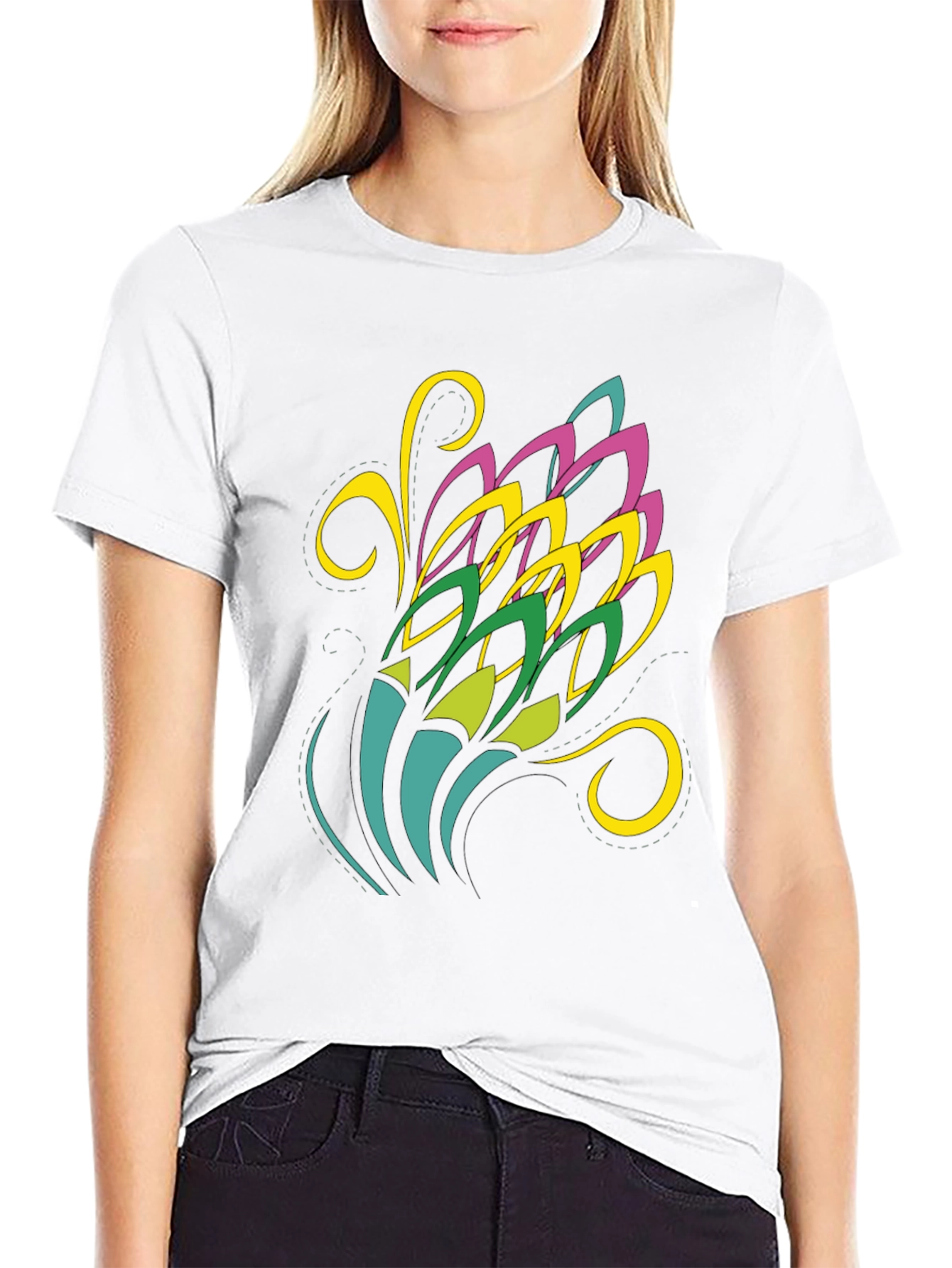 Abstract Floral Graphic Black Tee