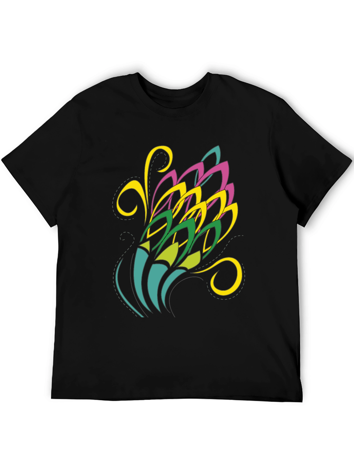 Abstract Floral Graphic Black Tee