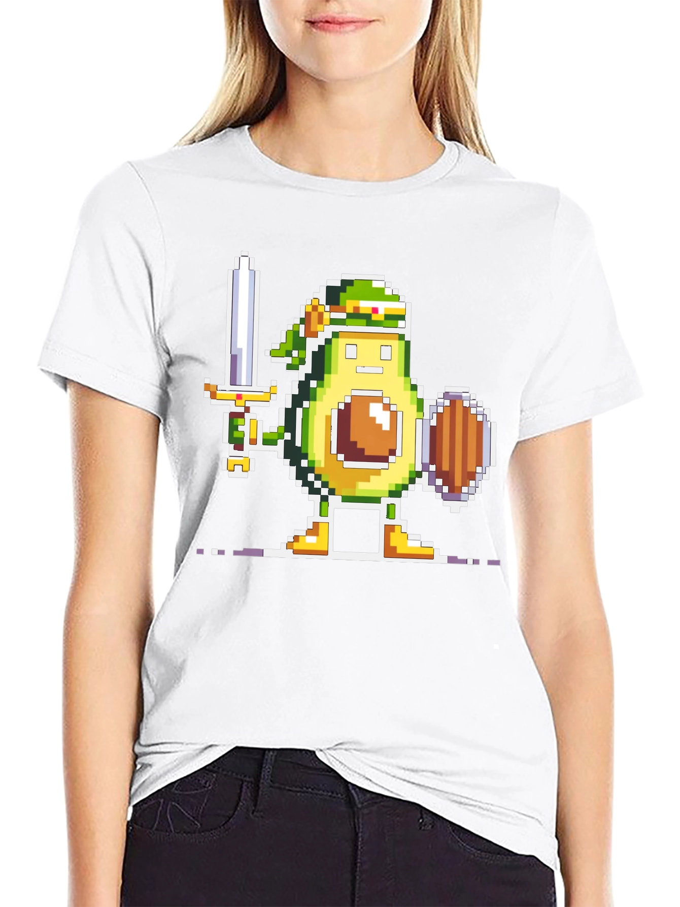 Avocado Warrior T-Shirt - Pixel Art Gamer Tee