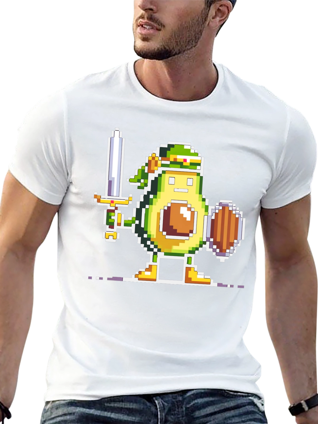 Avocado Warrior T-Shirt - Pixel Art Gamer Tee