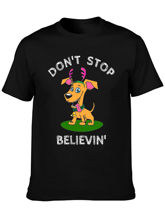 Dont Stop Believin Dog Christmas T-Shirt