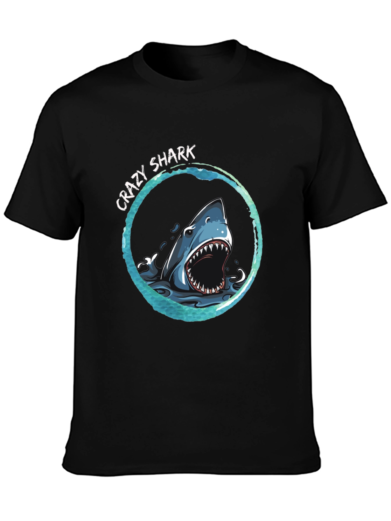 Crazy Shark Graphic Print T-Shirt