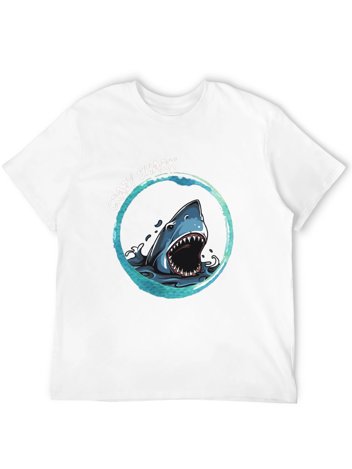 Crazy Shark Graphic Print T-Shirt