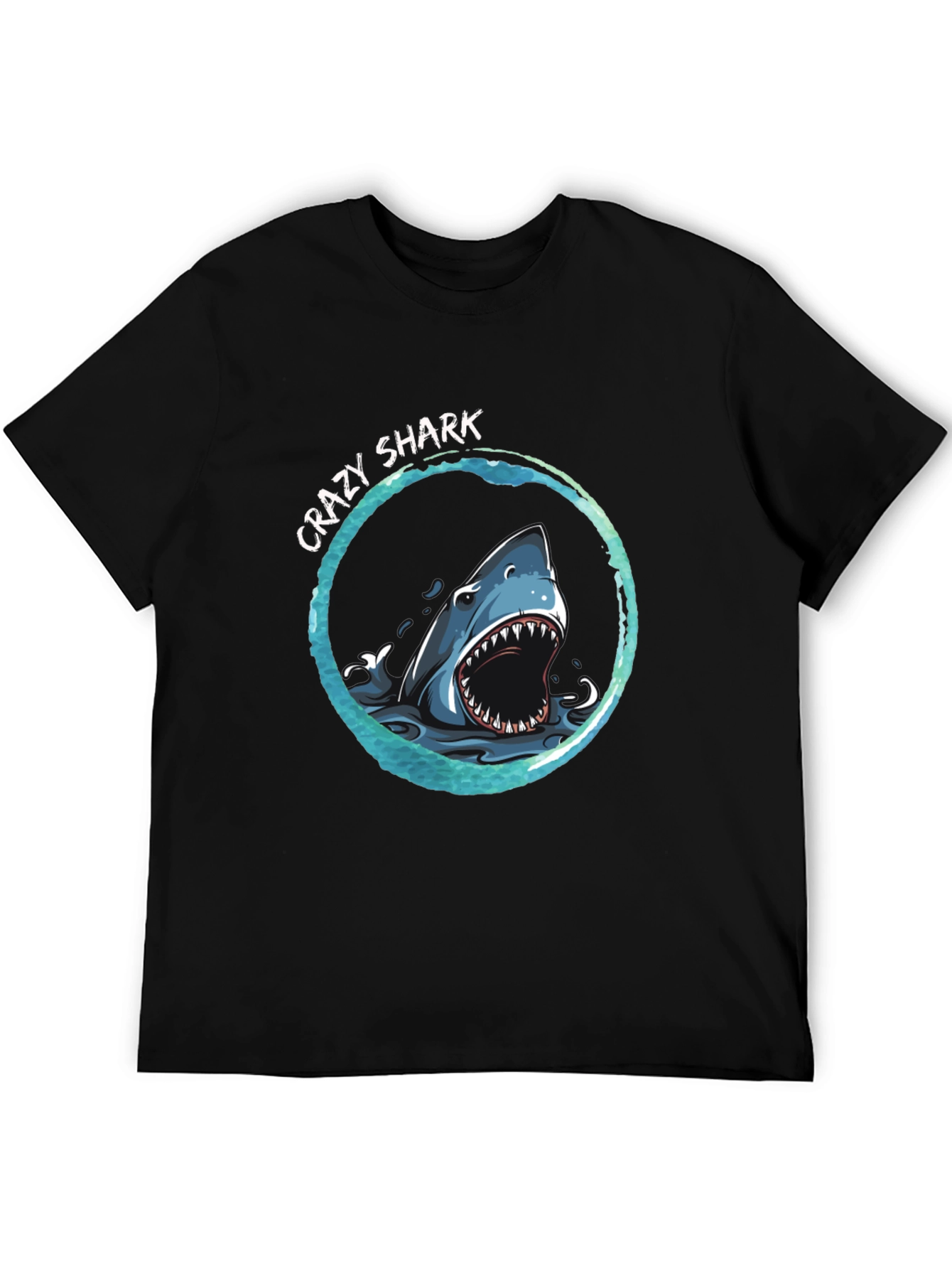 Crazy Shark Graphic Print T-Shirt