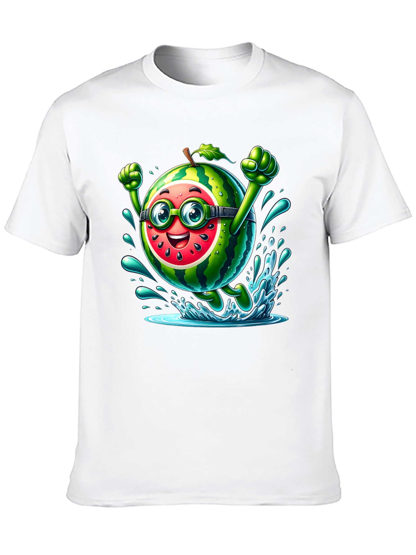 Watermelon Character Black T-Shirt