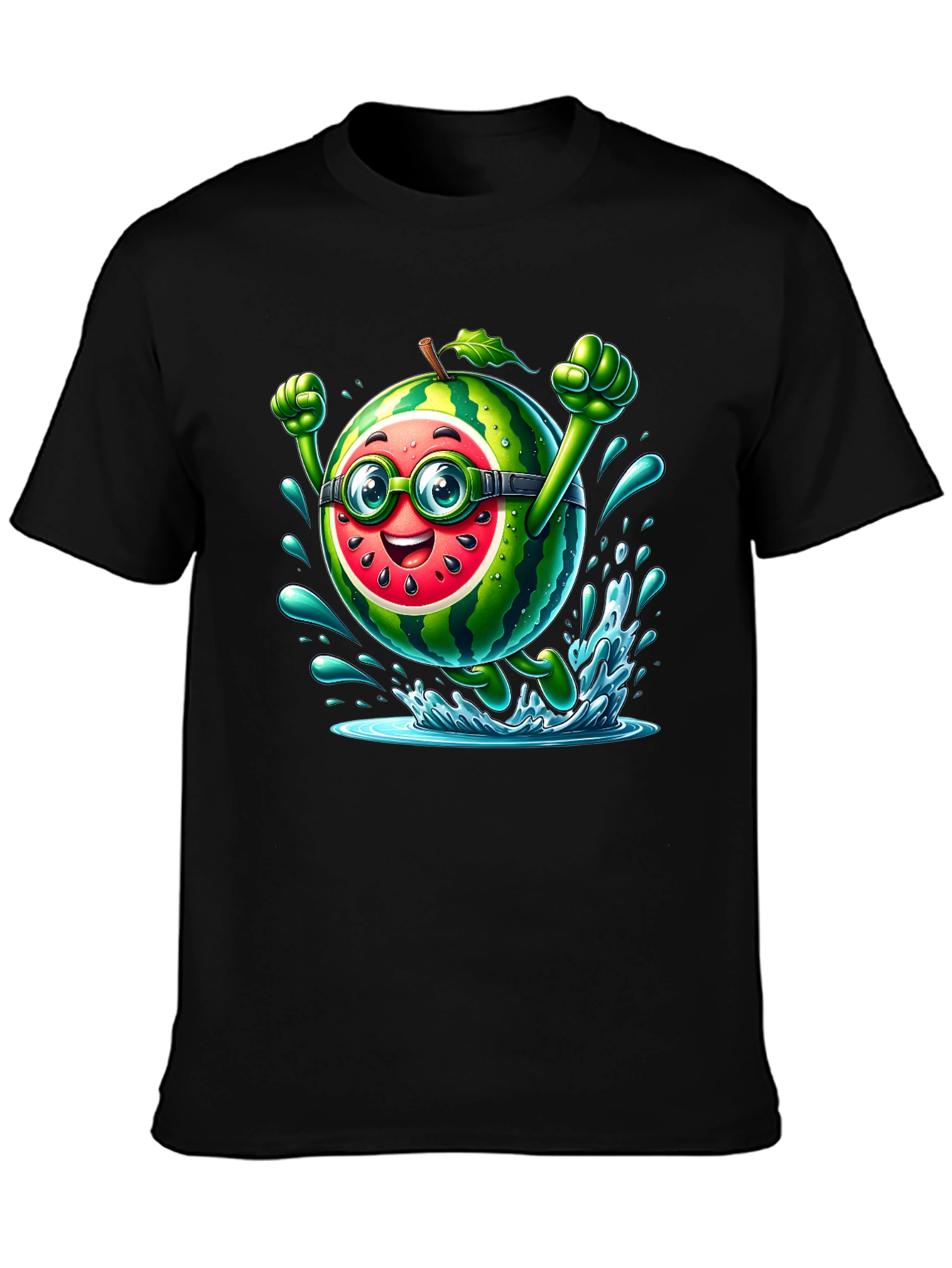 Watermelon Character Black T-Shirt