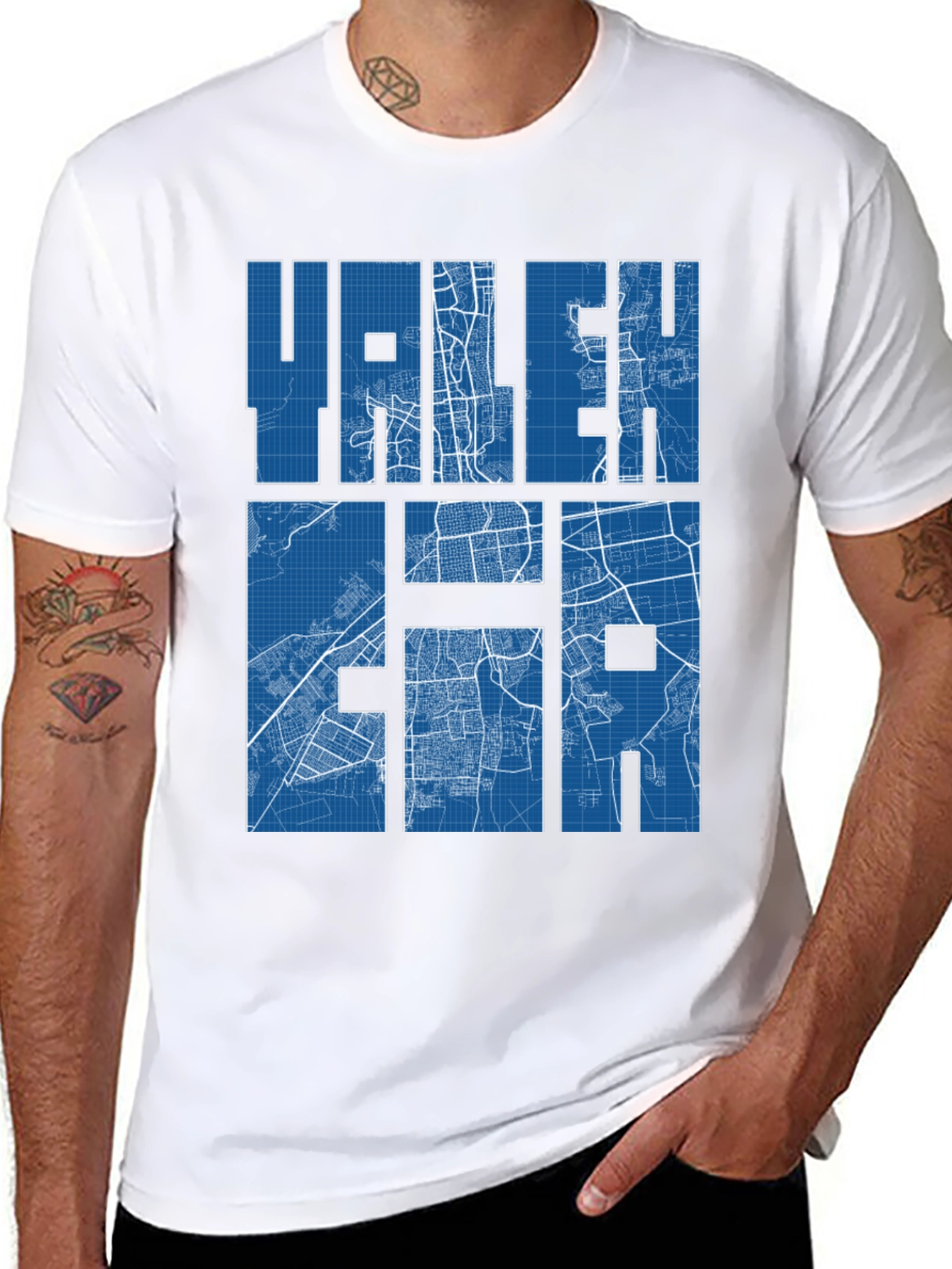 RALEIGH City Map T-Shirt - Blueprint Style