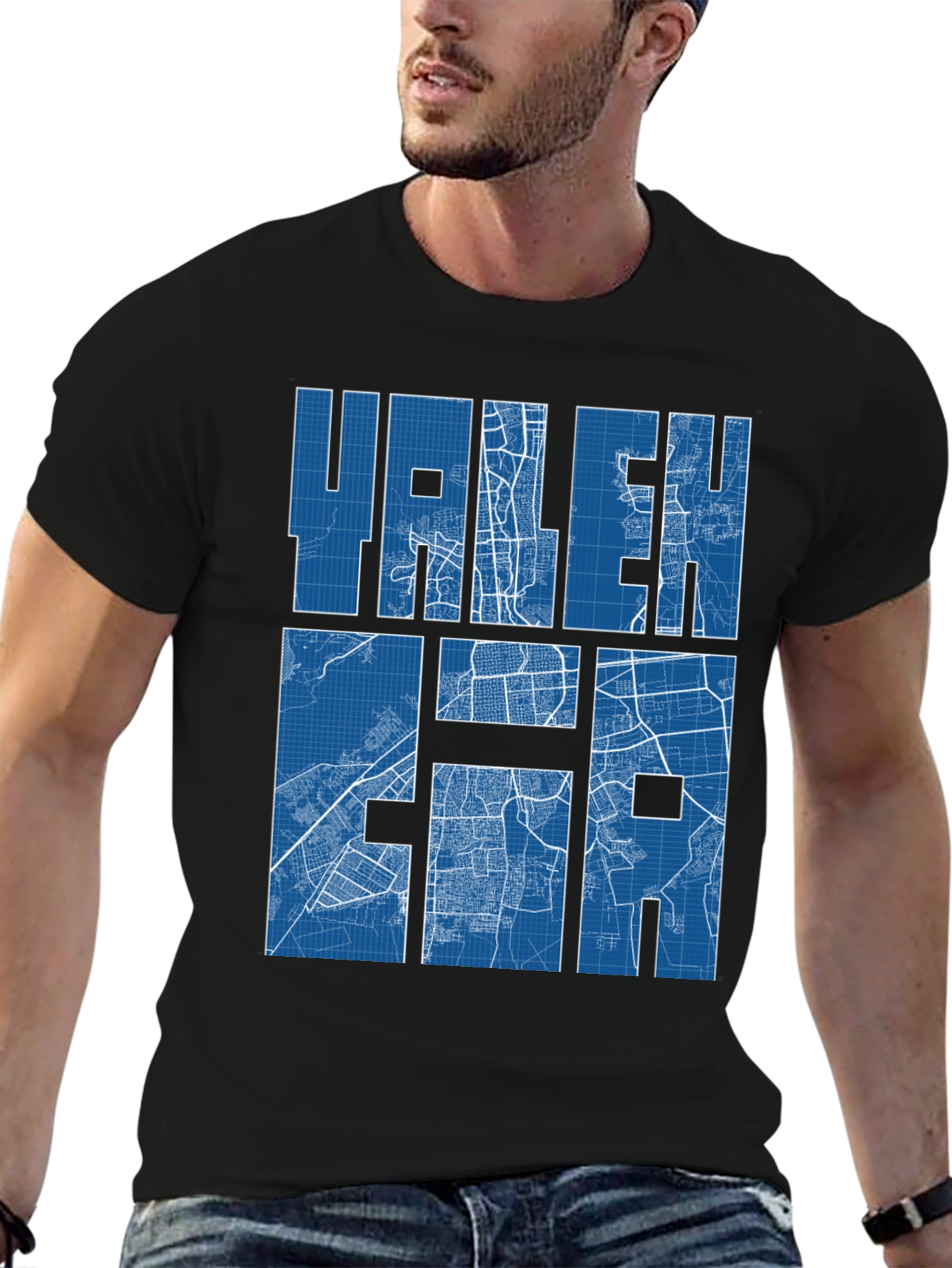 RALEIGH City Map T-Shirt - Blueprint Style