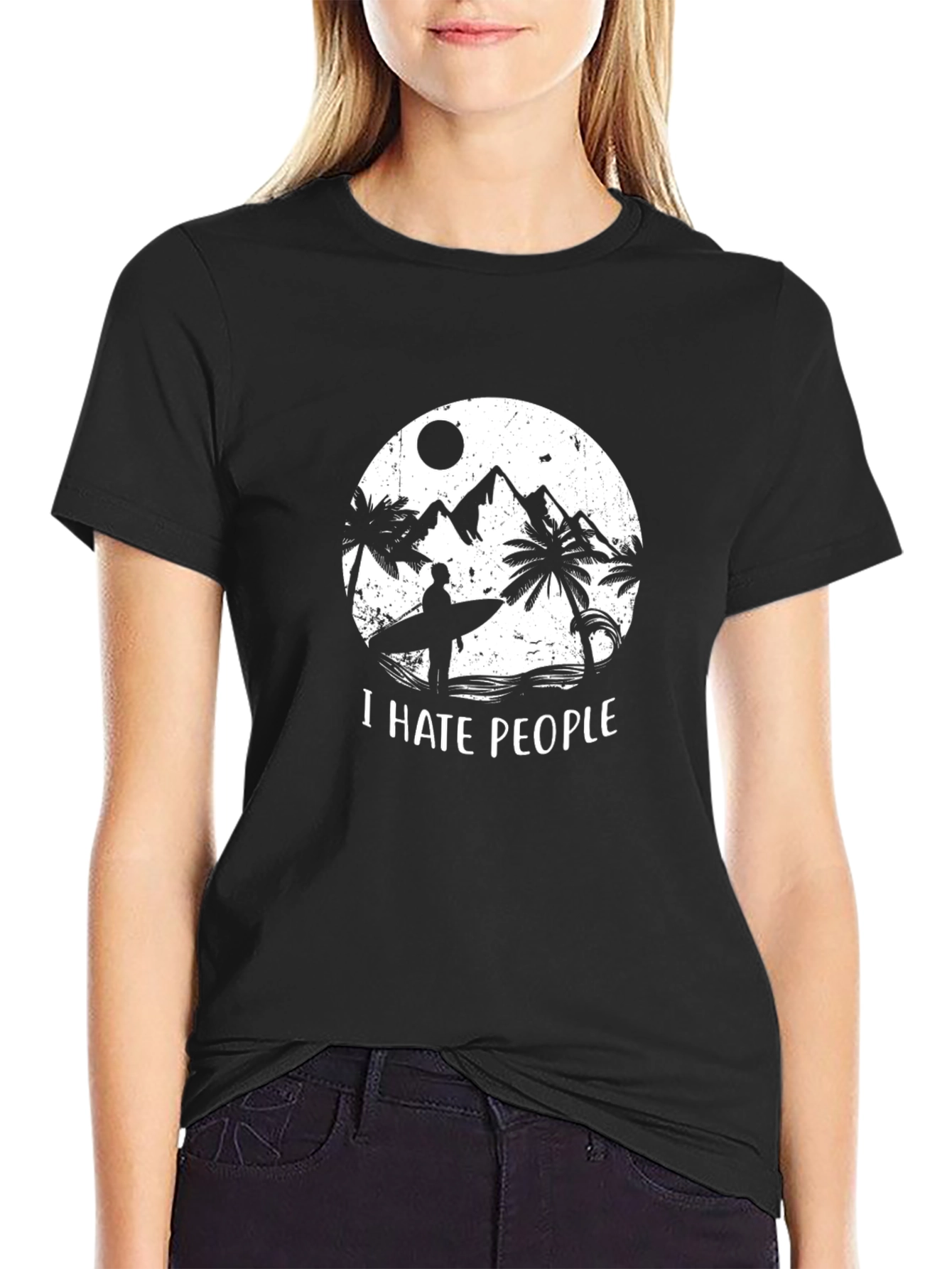 I Hate People Graphic T-Shirt - Beach Surfer Design