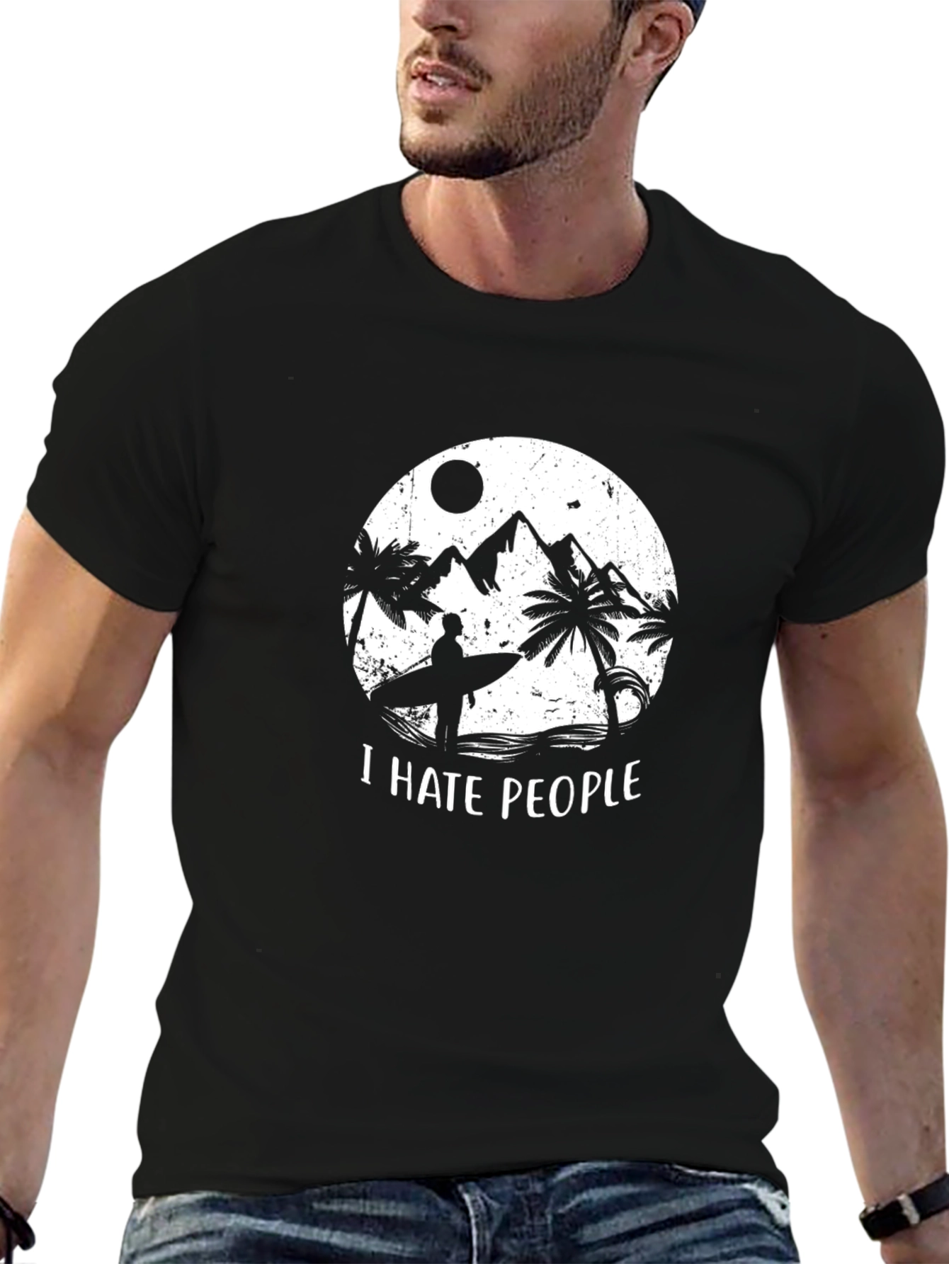 I Hate People Graphic T-Shirt - Beach Surfer Design