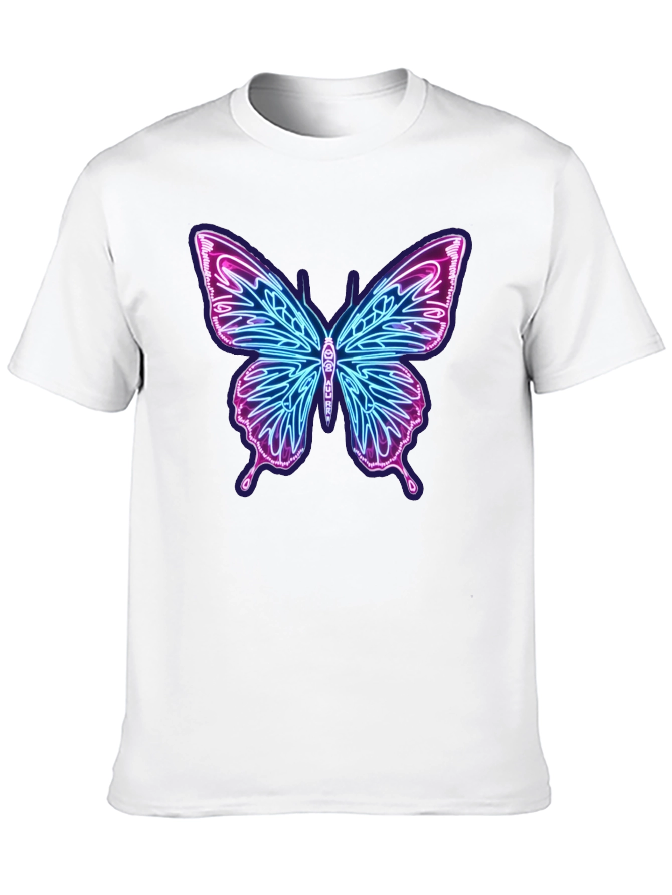 Neon Butterfly Graphic Black T-Shirt