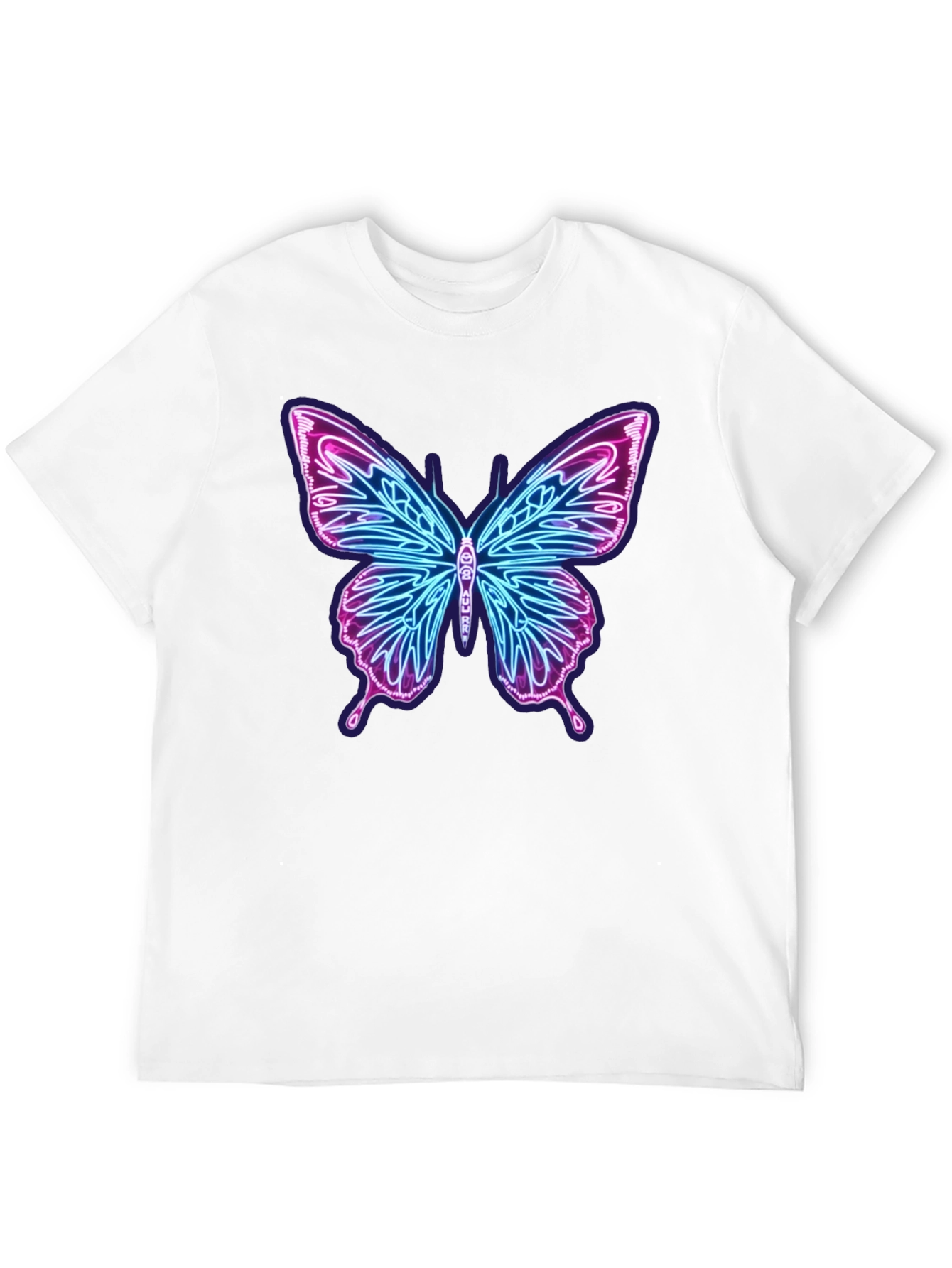 Neon Butterfly Graphic Black T-Shirt