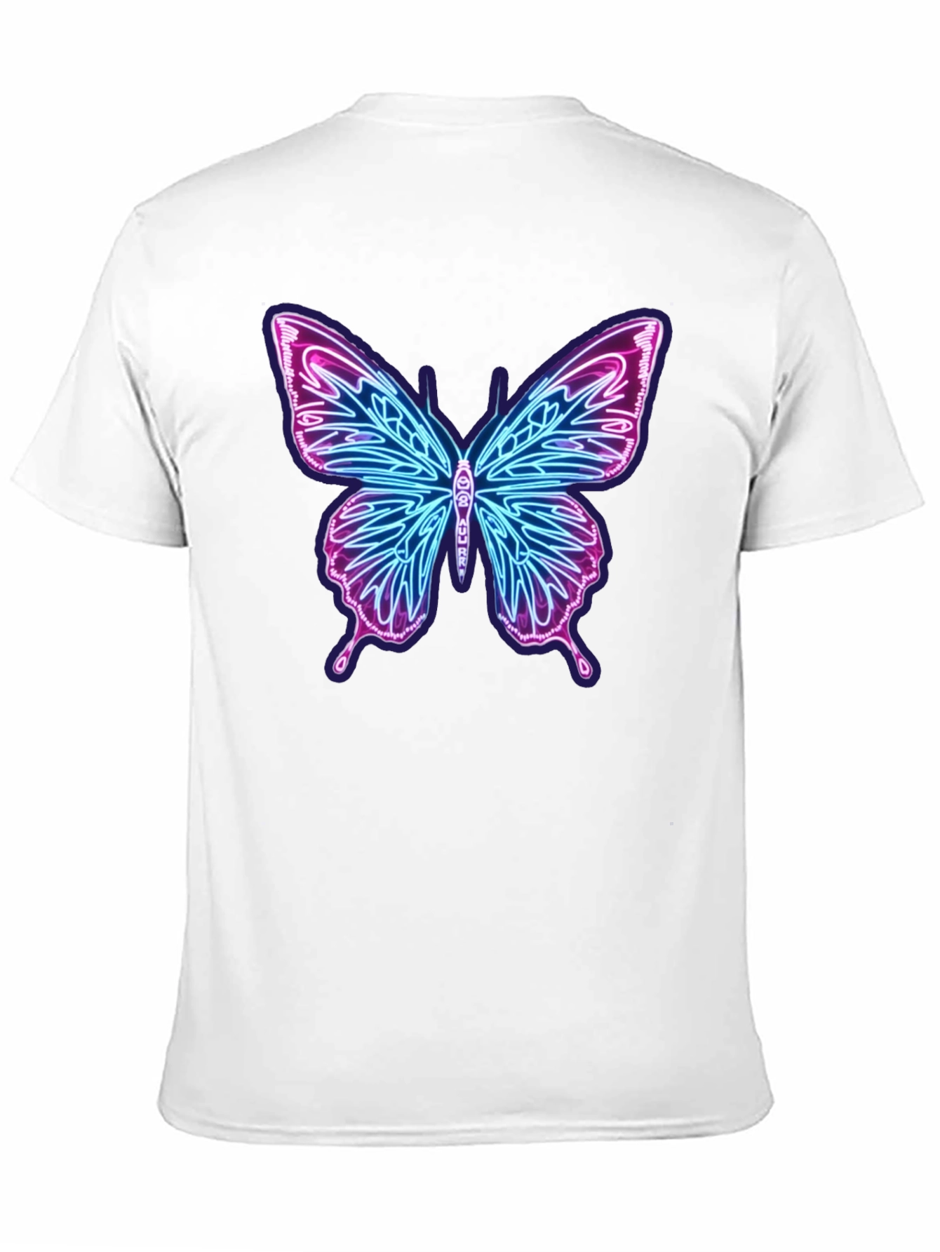 Neon Butterfly Graphic Black T-Shirt
