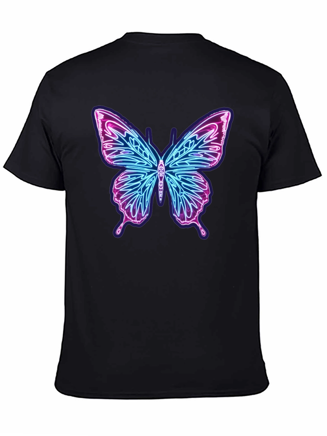 Neon Butterfly Graphic Black T-Shirt