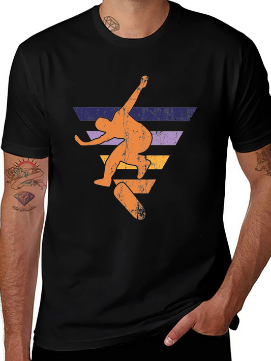Skateboarding Retro Graphic Tee - Black