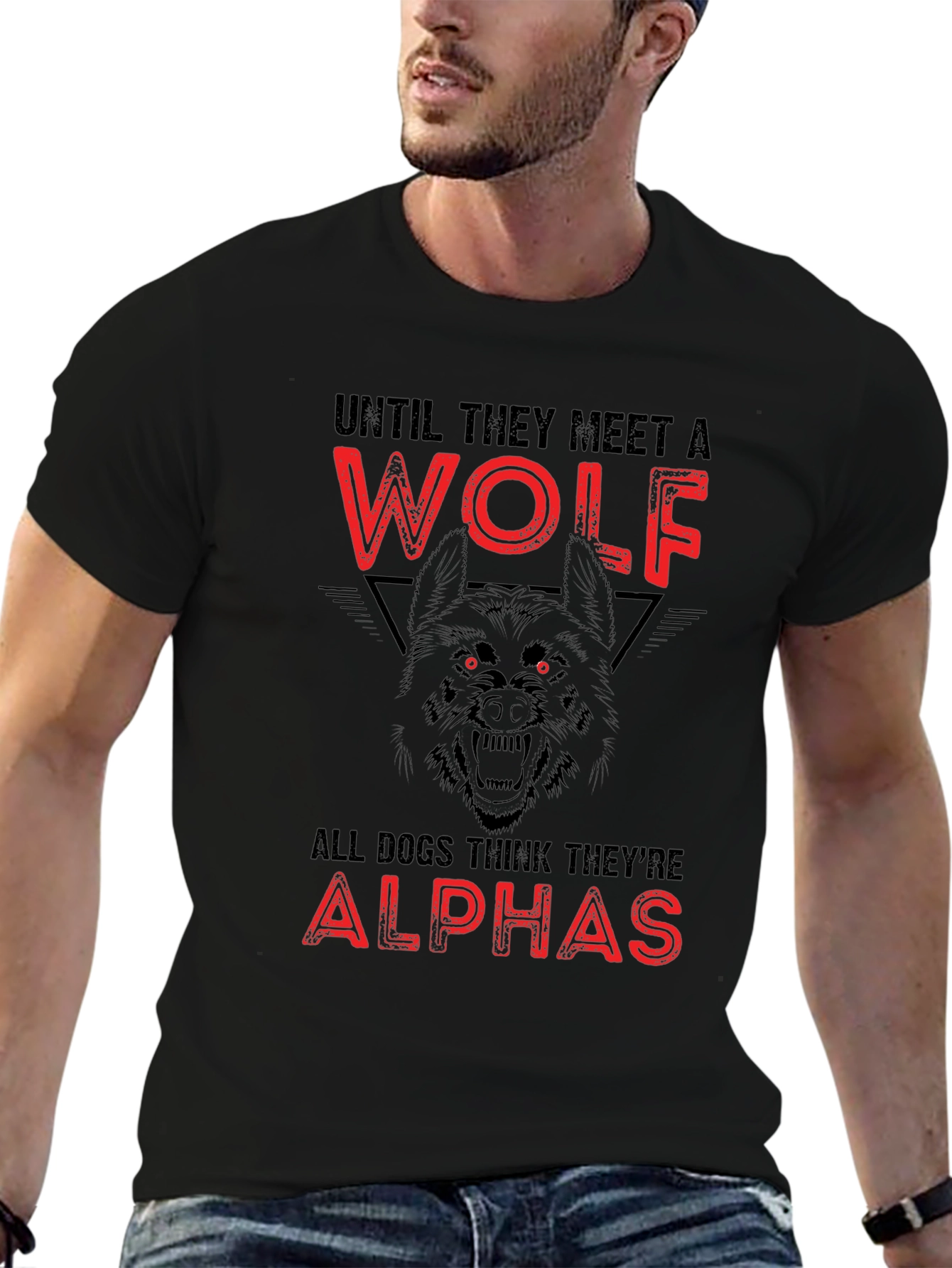 Wolf Graphic Print Crew Neck T-Shirt