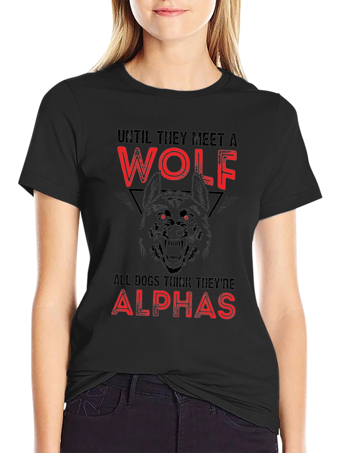Wolf Graphic Print Crew Neck T-Shirt