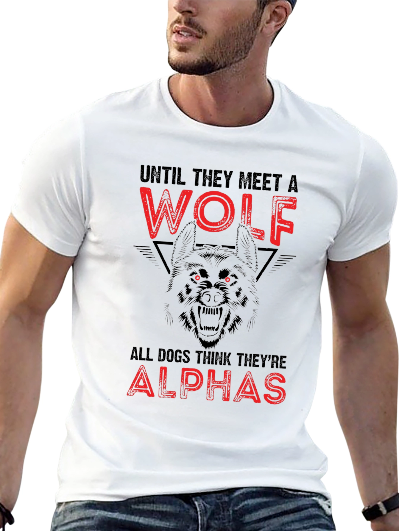 Wolf Graphic Print Crew Neck T-Shirt