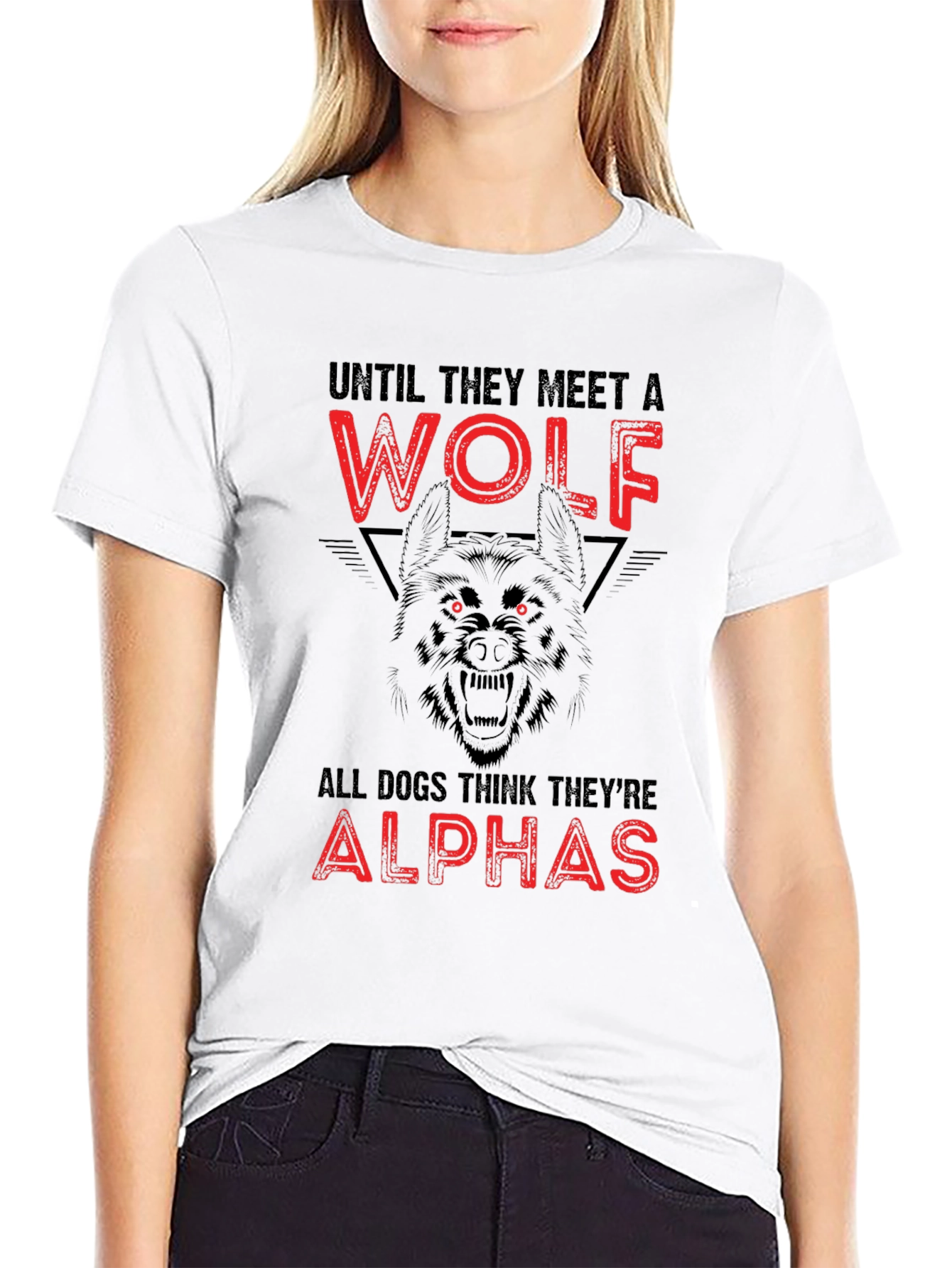 Wolf Graphic Print Crew Neck T-Shirt