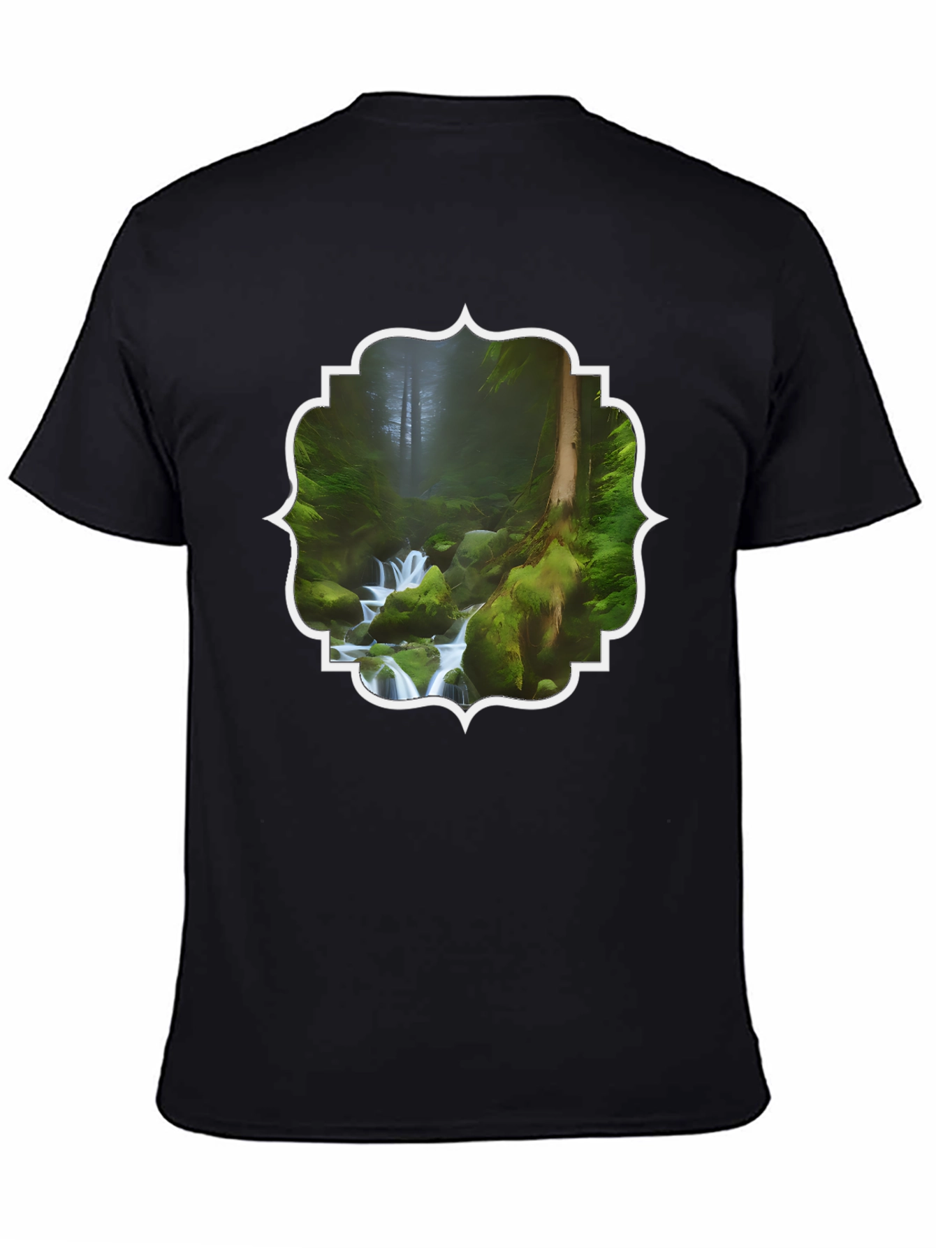 Nature Stream Graphic Tee - Black Cotton Blend