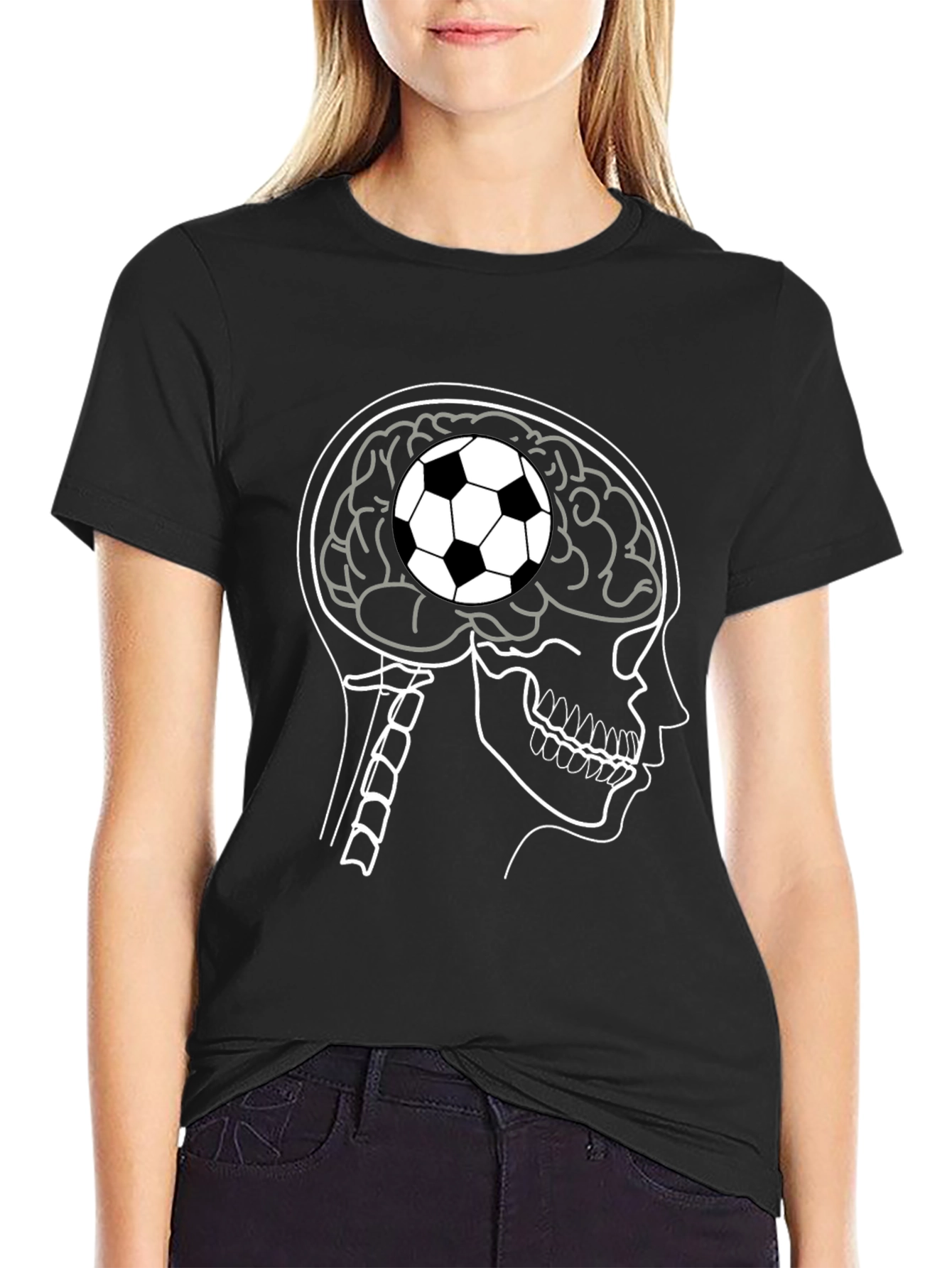 Soccer Brain T-Shirt - Black Cotton Tee