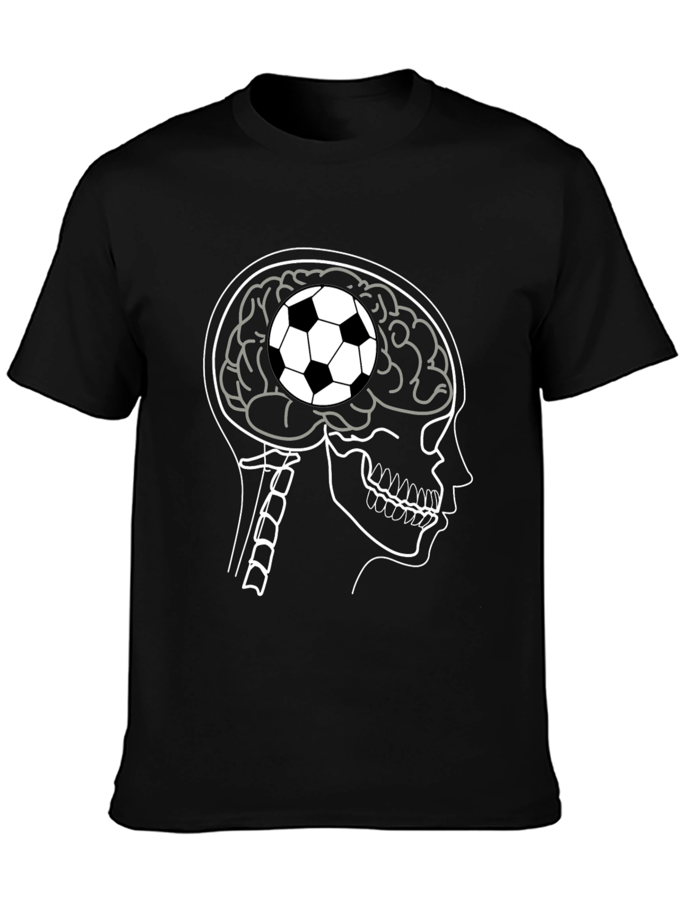 Soccer Brain T-Shirt - Black Cotton Tee