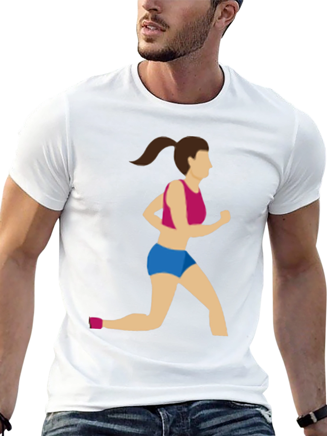 Running Woman Graphic Tee - Black Cotton Blend
