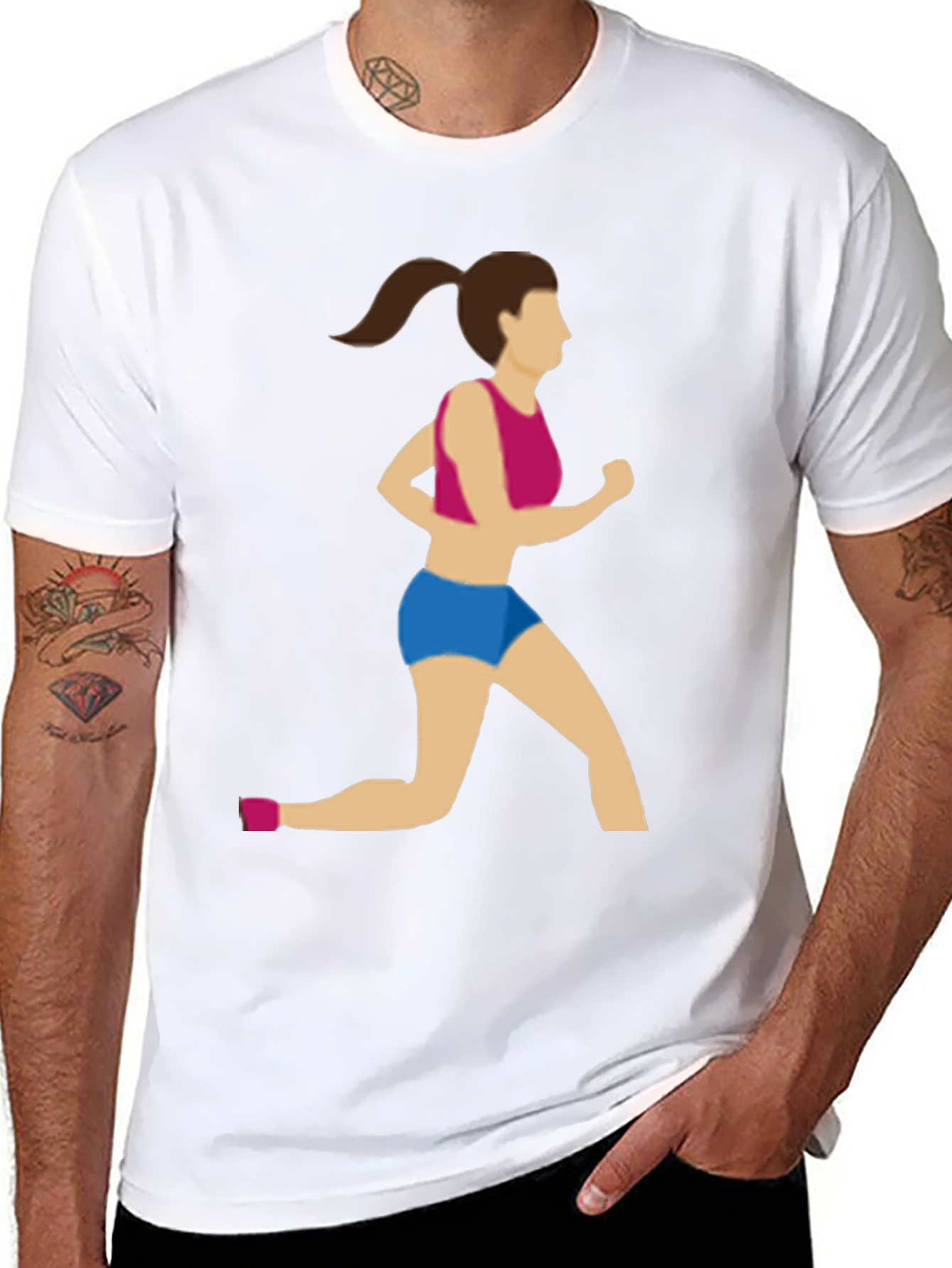 Running Woman Graphic Tee - Black Cotton Blend