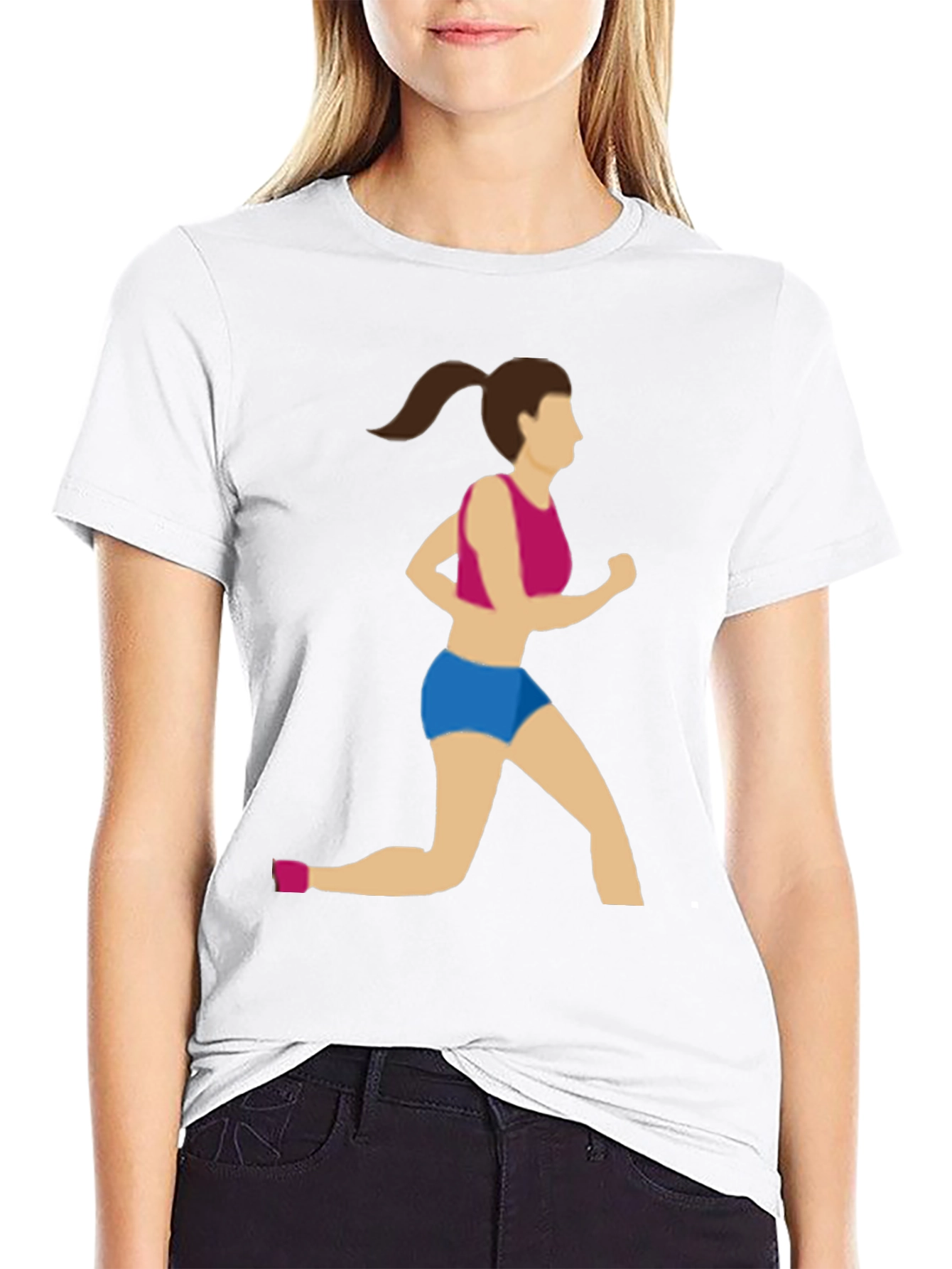 Running Woman Graphic Tee - Black Cotton Blend