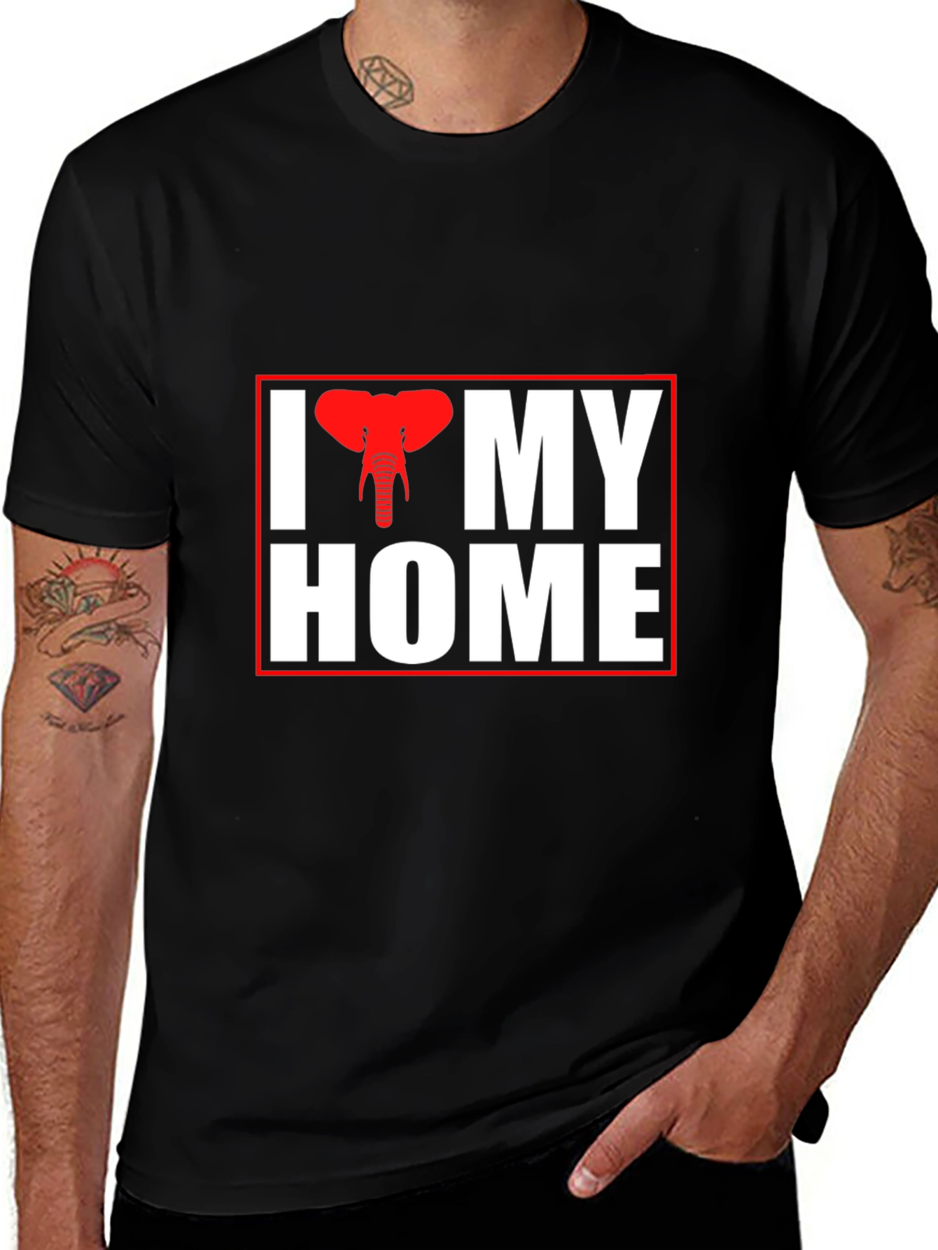 I Elephant My Home Black T-Shirt