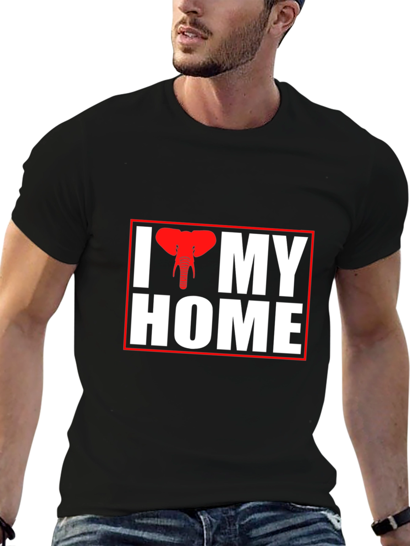 I Elephant My Home Black T-Shirt