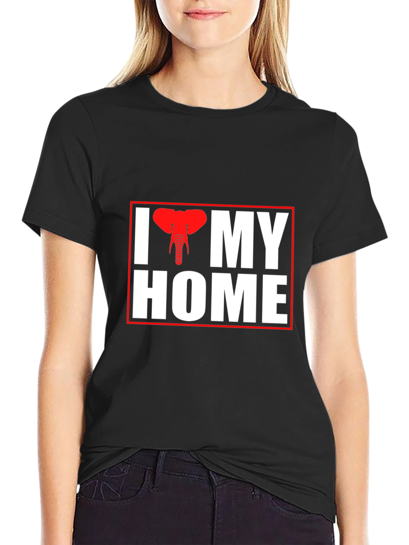 I Elephant My Home Black T-Shirt