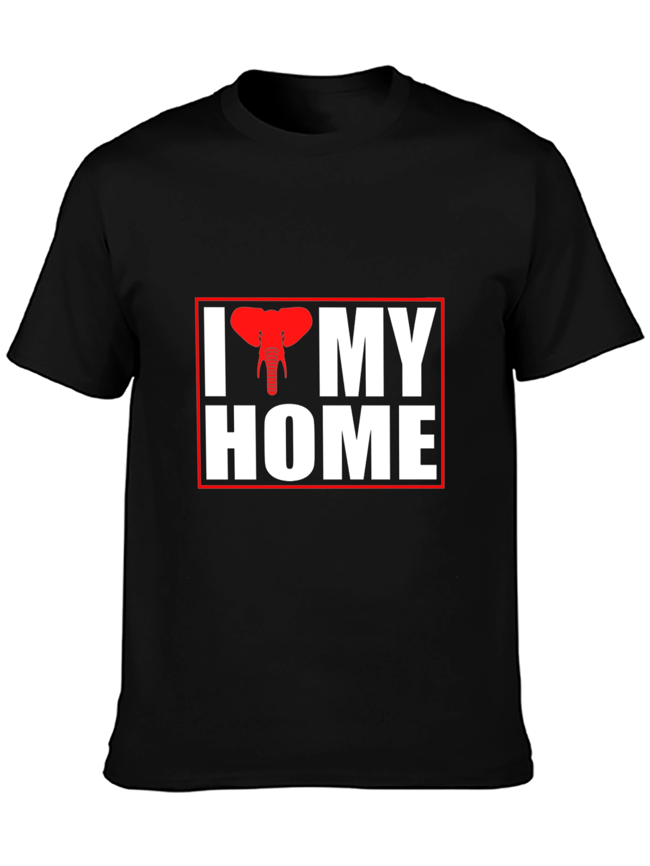 I Elephant My Home Black T-Shirt