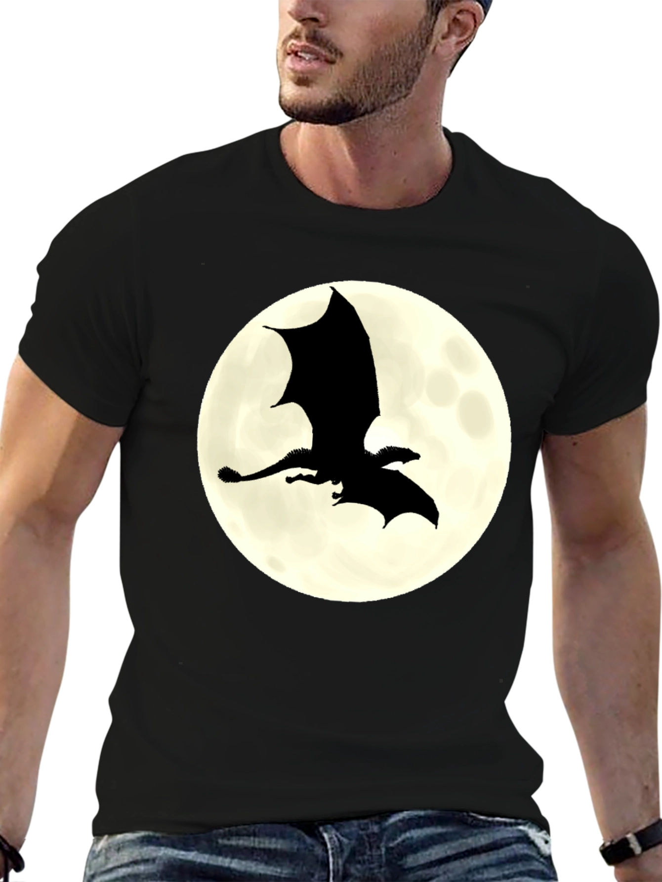 Dragon Silhouette Moon Graphic Tee