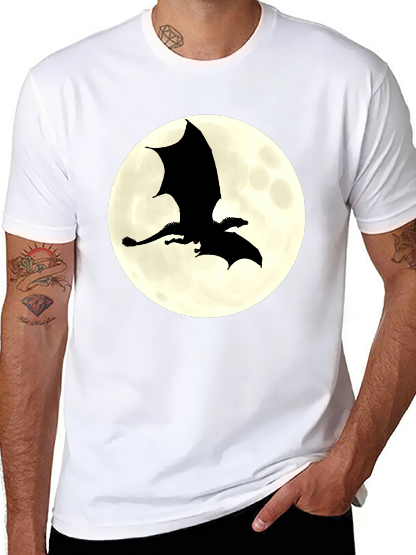 Dragon Silhouette Moon Graphic Tee