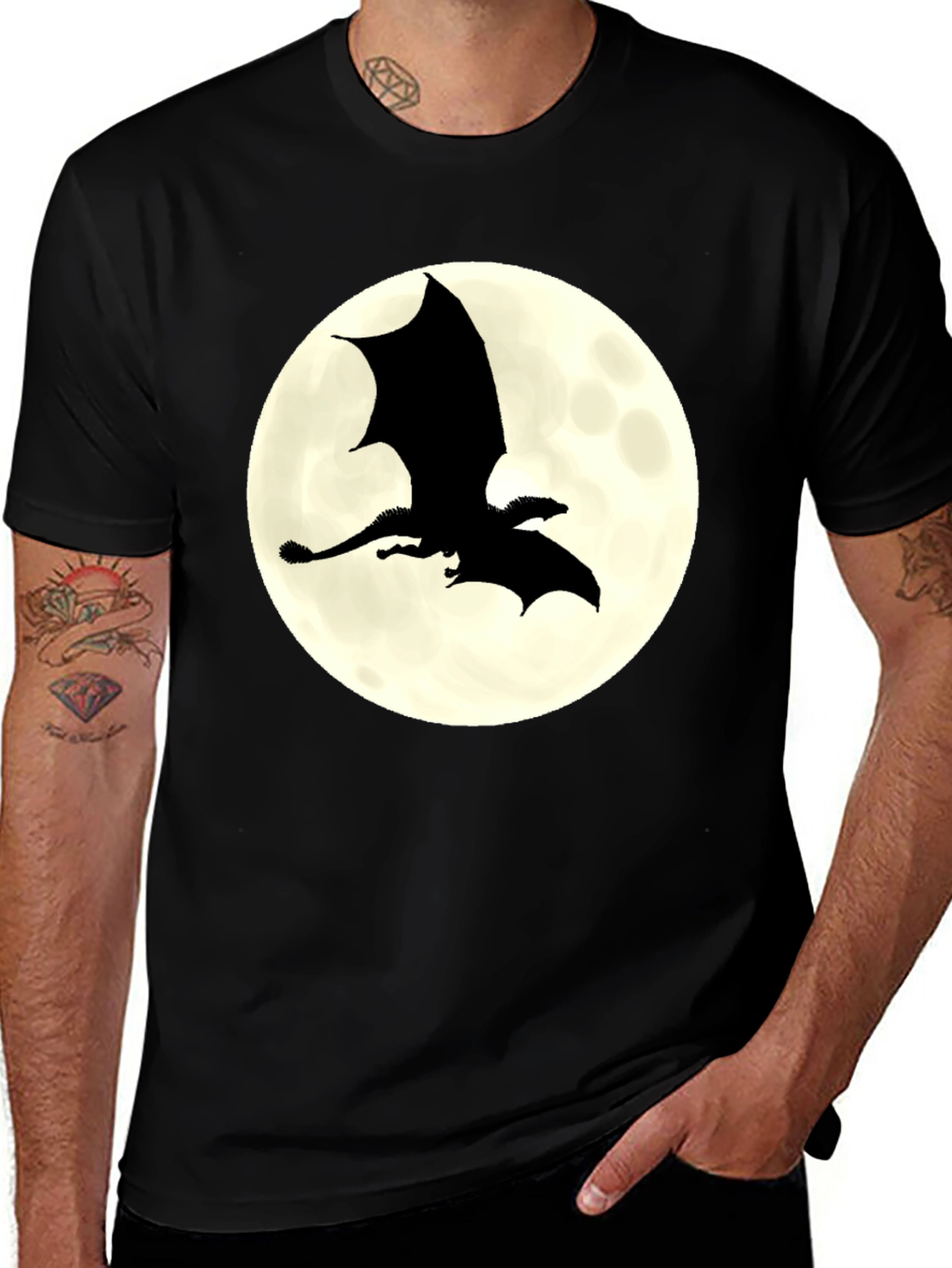 Dragon Silhouette Moon Graphic Tee