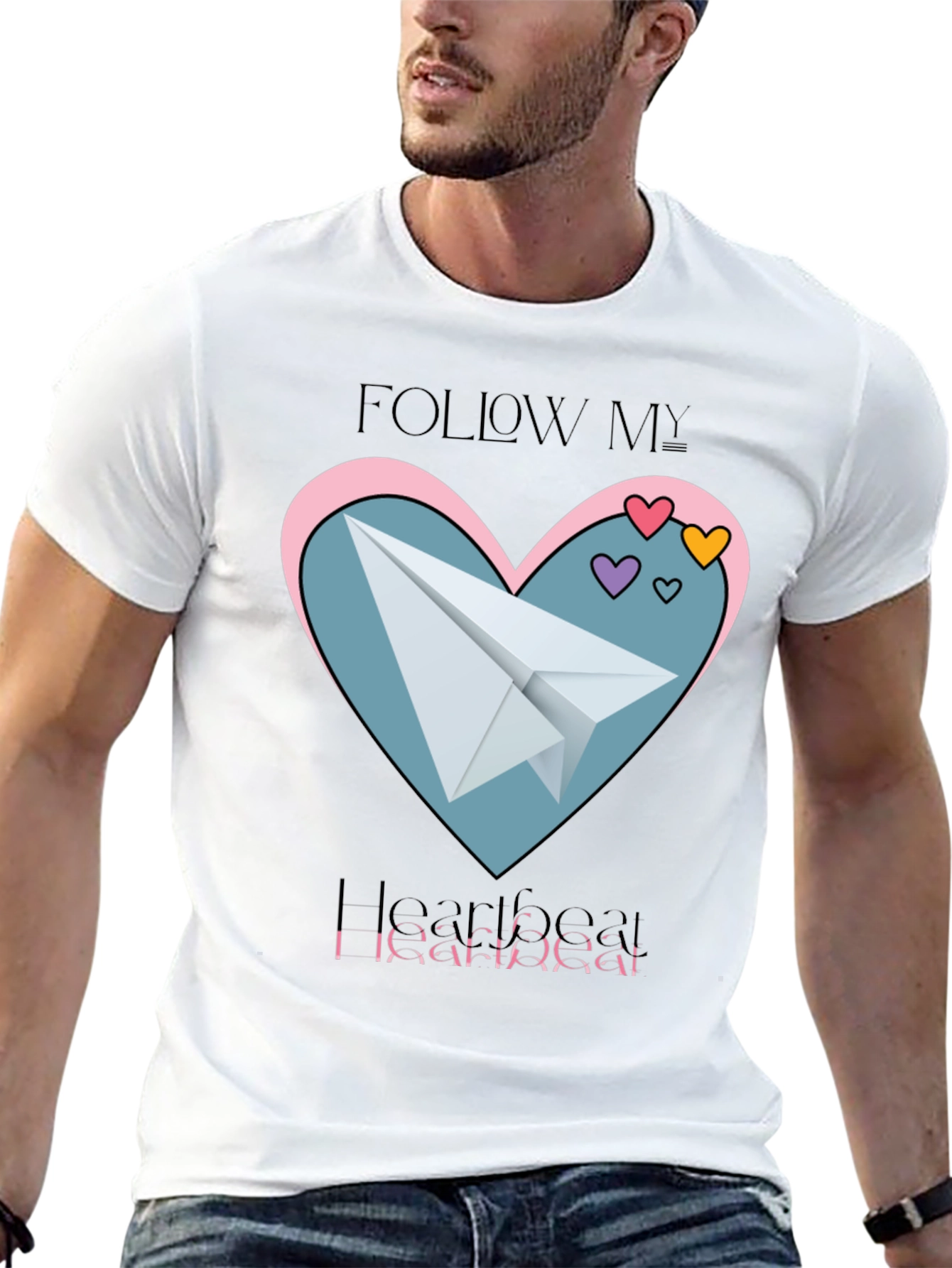 Follow My Heartbeat T-Shirt: Paper Airplane Love Design